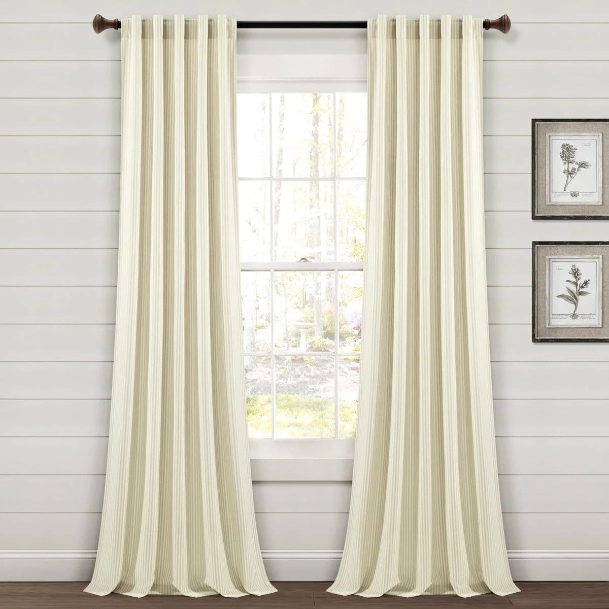 Farmhouse Vintage Stripe Recycled Cotton Blend Window Curtain Panel Set - Image 4