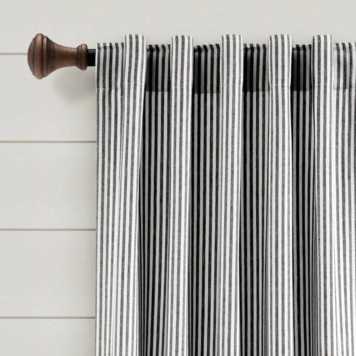 Farmhouse Vintage Stripe Recycled Cotton Blend Window Curtain Panel Set - Image 5