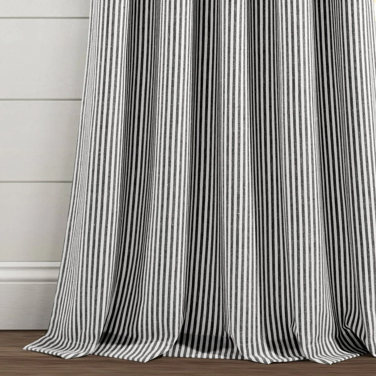 Farmhouse Vintage Stripe Recycled Cotton Blend Window Curtain Panel Set - Image 7