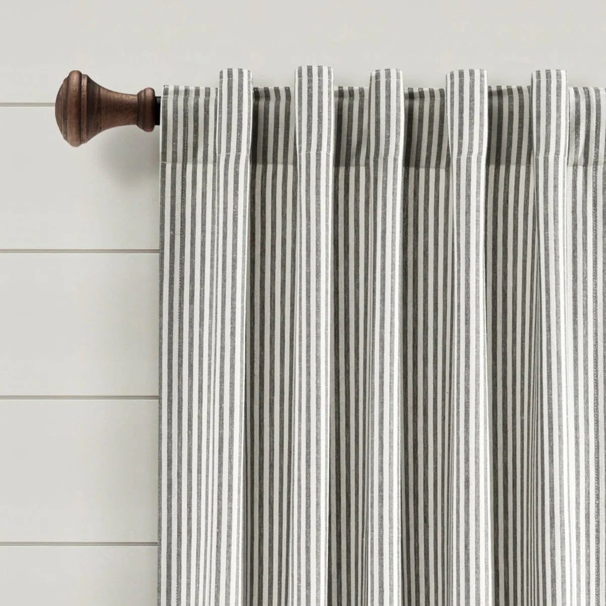 Farmhouse Vintage Stripe Recycled Cotton Blend Window Curtain Panel Set - Image 9