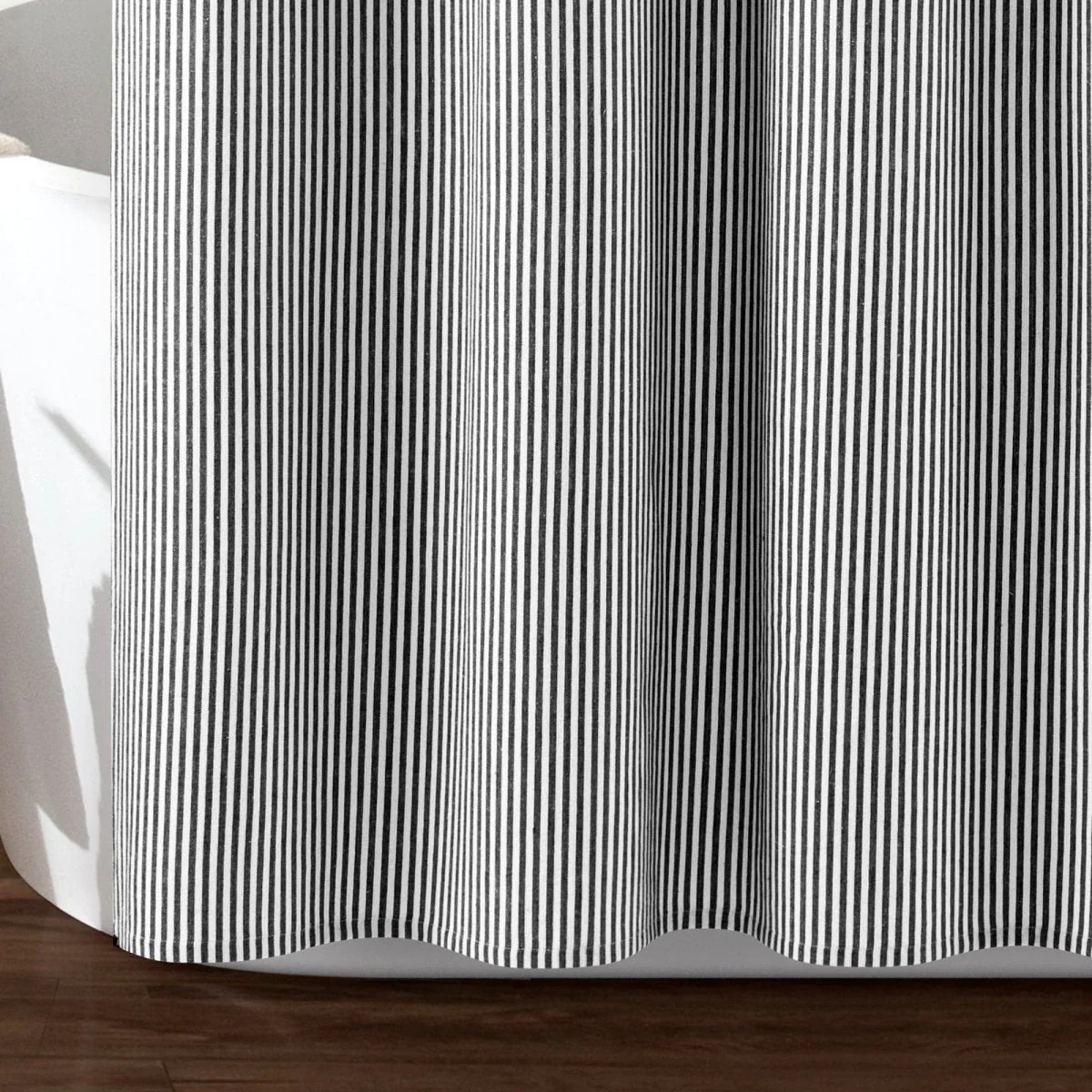 Farmhouse Vintage Stripe Yarn Dyed Recycled Cotton Blend Shower Curtain - Image 11