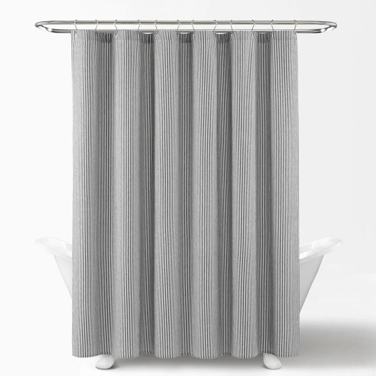Farmhouse Vintage Stripe Yarn Dyed Recycled Cotton Blend Shower Curtain - Image 12