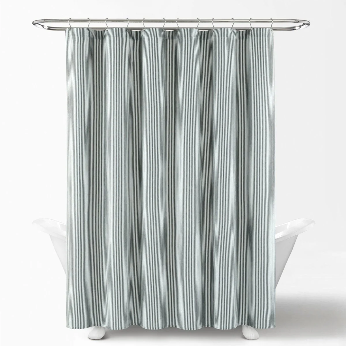 Farmhouse Vintage Stripe Yarn Dyed Recycled Cotton Blend Shower Curtain - Image 16