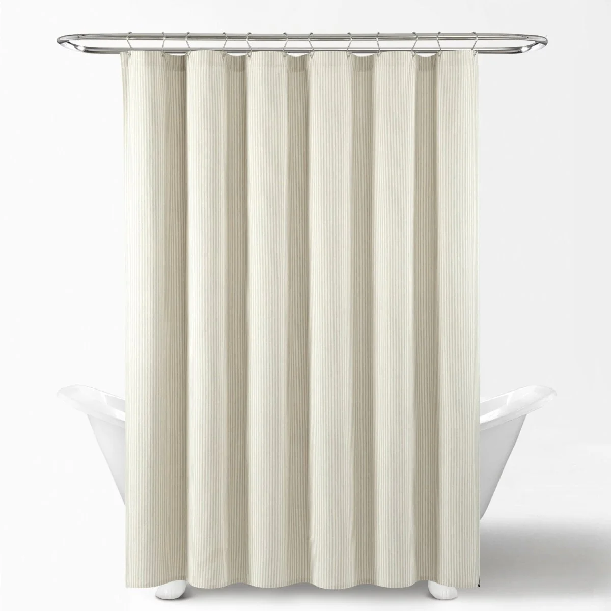Farmhouse Vintage Stripe Yarn Dyed Recycled Cotton Blend Shower Curtain - Image 20