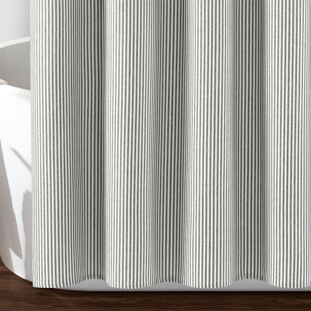 Farmhouse Vintage Stripe Yarn Dyed Recycled Cotton Blend Shower Curtain - Image 7