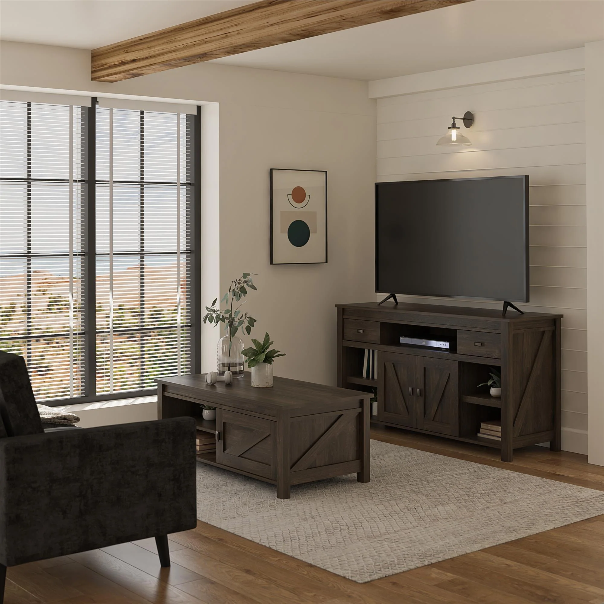 Farmington - TV Stand For TVs Up To 60" - Oak - Image 2