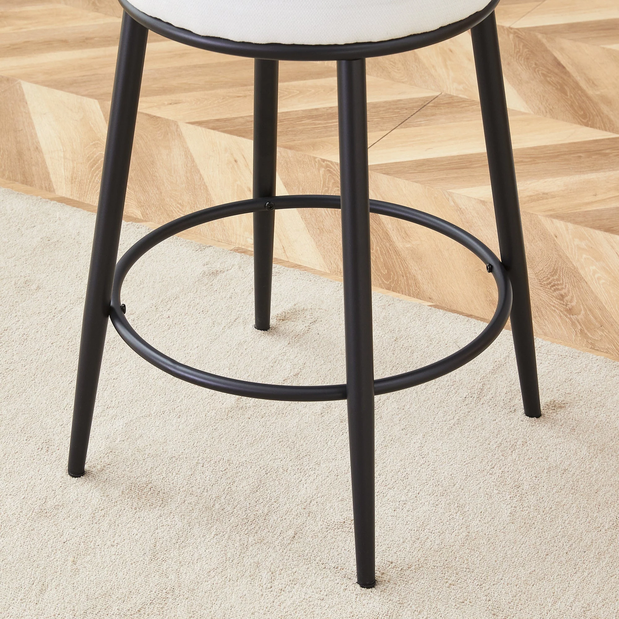 Fashionable Ergonomic High Legged Bar Chairs with White Fabric Cushions - Set of 2 - Image 10