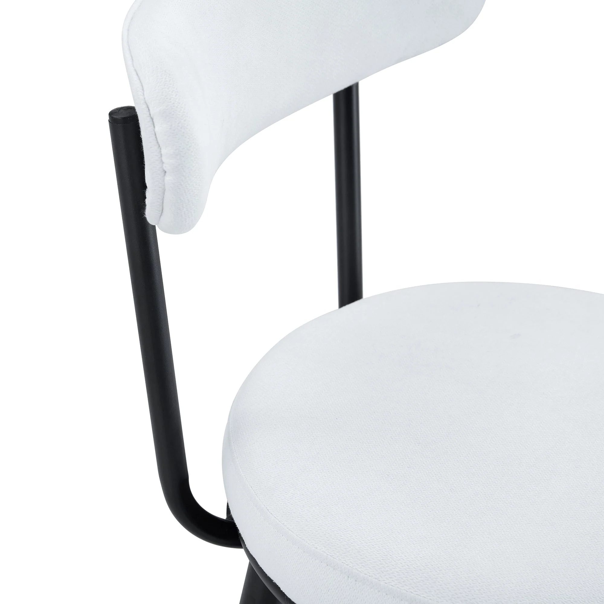 Fashionable Ergonomic High Legged Bar Chairs with White Fabric Cushions - Set of 2 - Image 13