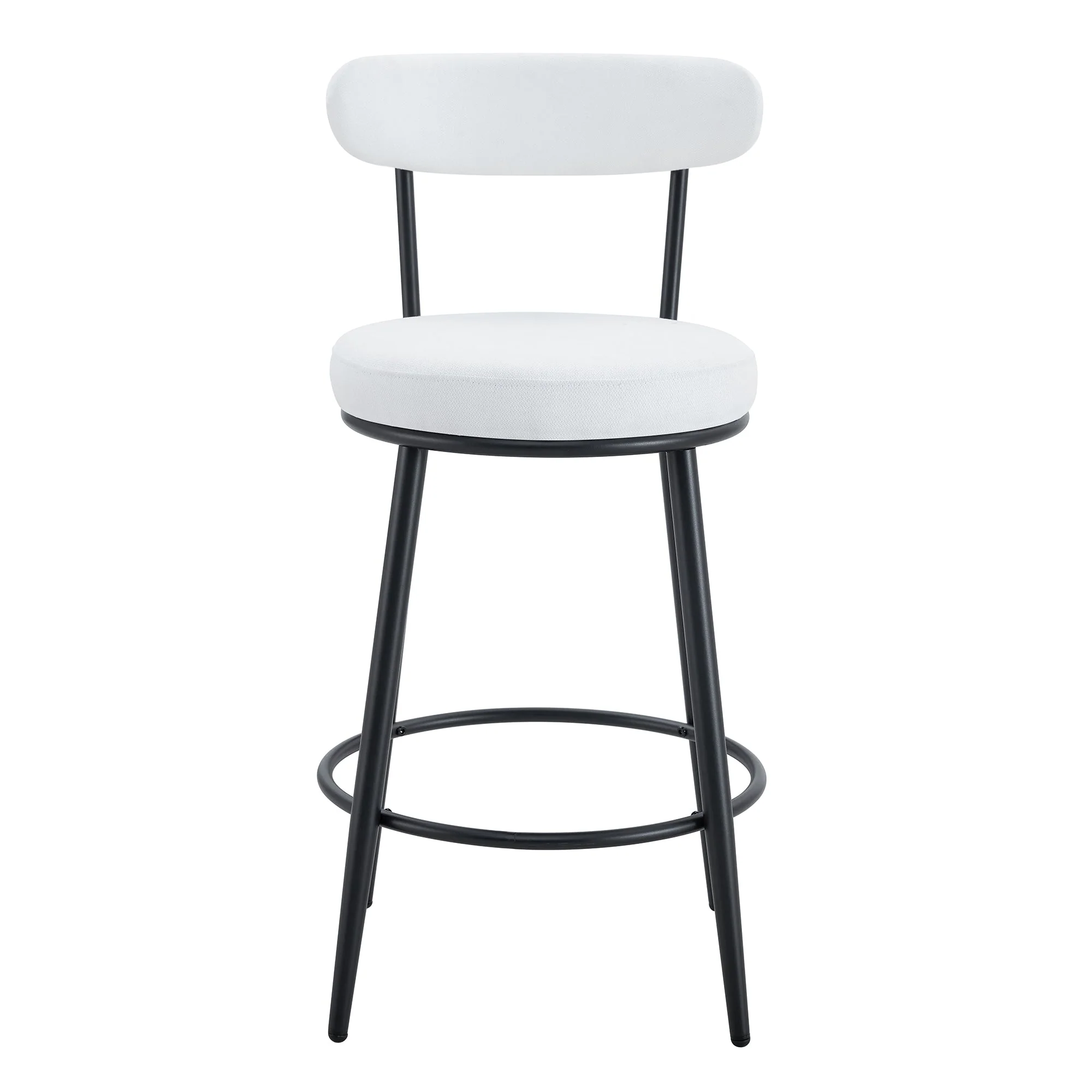Fashionable Ergonomic High Legged Bar Chairs with White Fabric Cushions - Set of 2 - Image 15