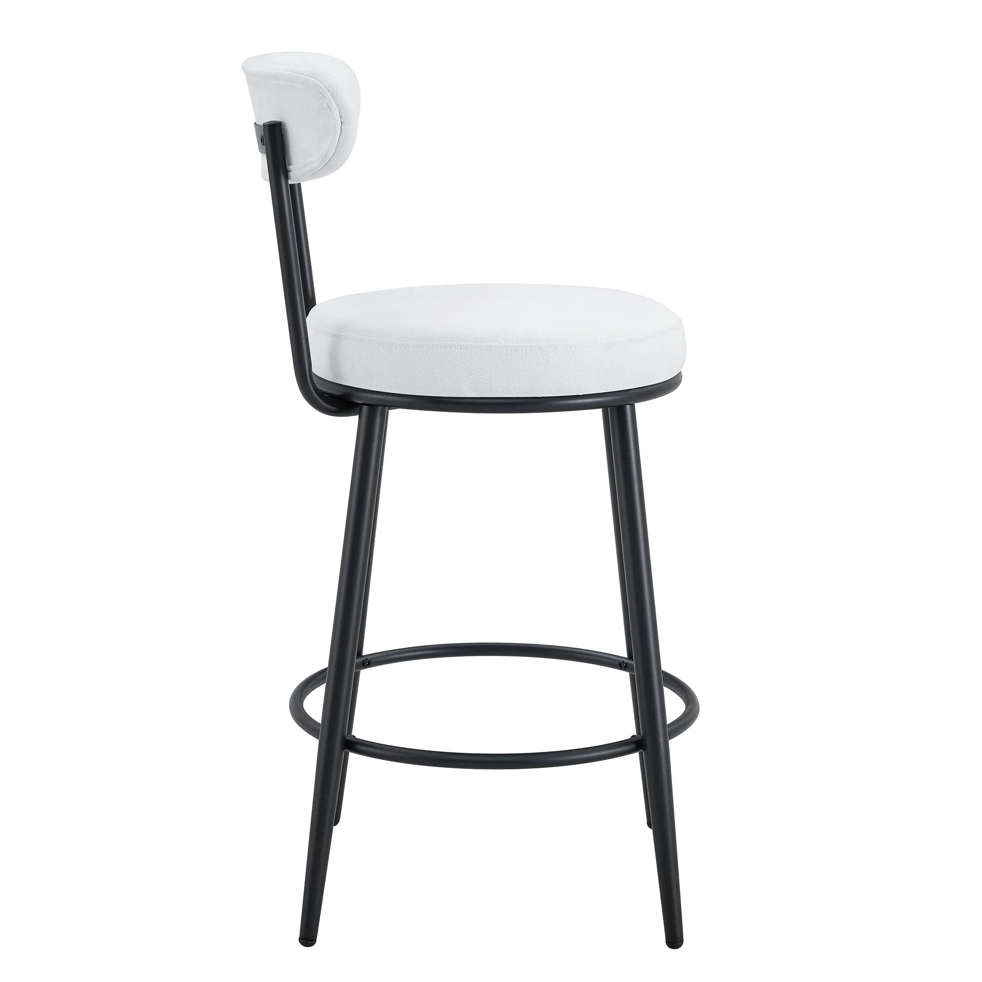 Fashionable Ergonomic High Legged Bar Chairs with White Fabric Cushions - Set of 2 - Image 16