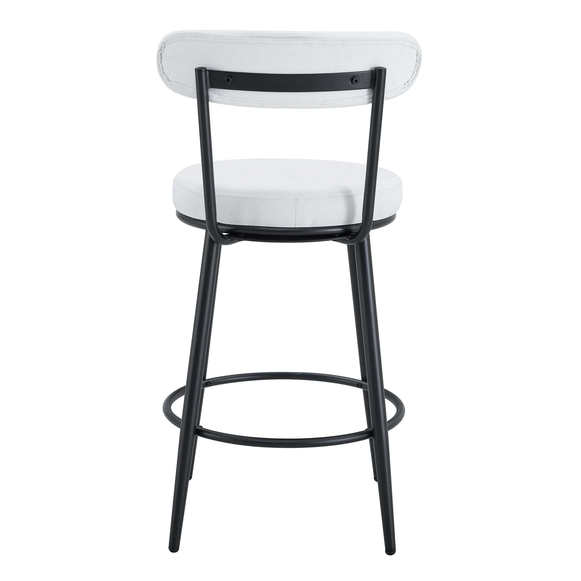 Fashionable Ergonomic High Legged Bar Chairs with White Fabric Cushions - Set of 2 - Image 17