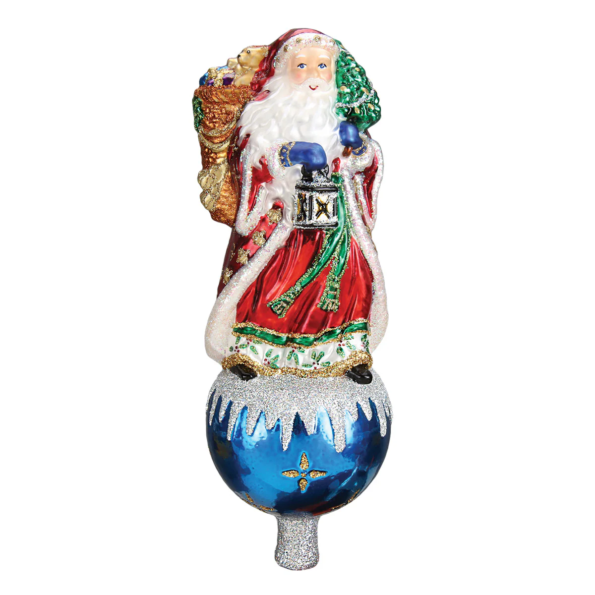 Father Christmas Tree Top - Blown-Glass Christmas Ornament - Image 3