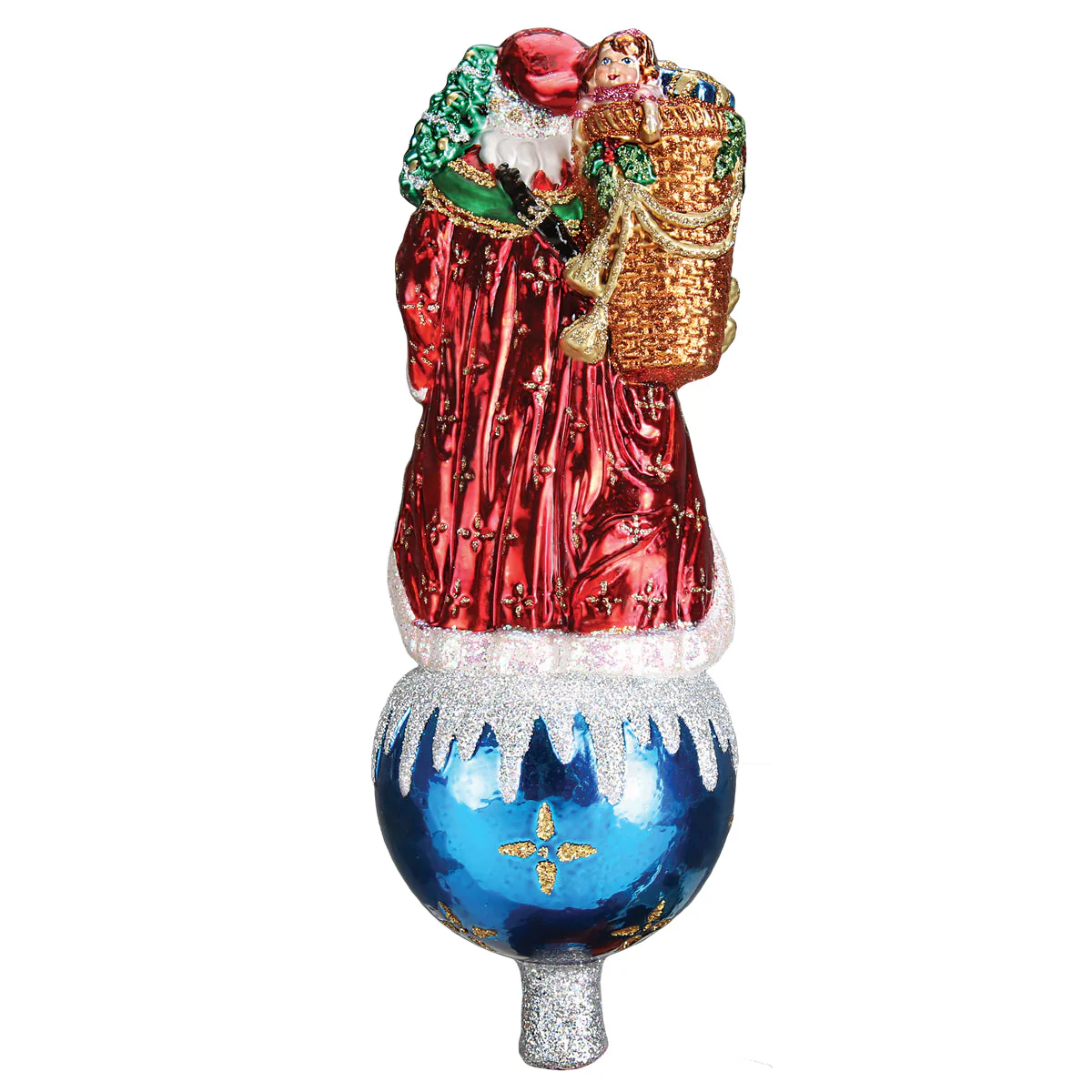 Father Christmas Tree Top - Blown-Glass Christmas Ornament - Image 4