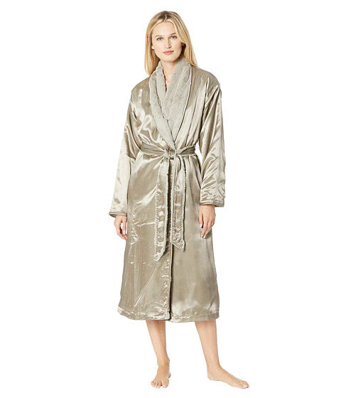 Faux Fur Satin Robe - Flax - Image 3