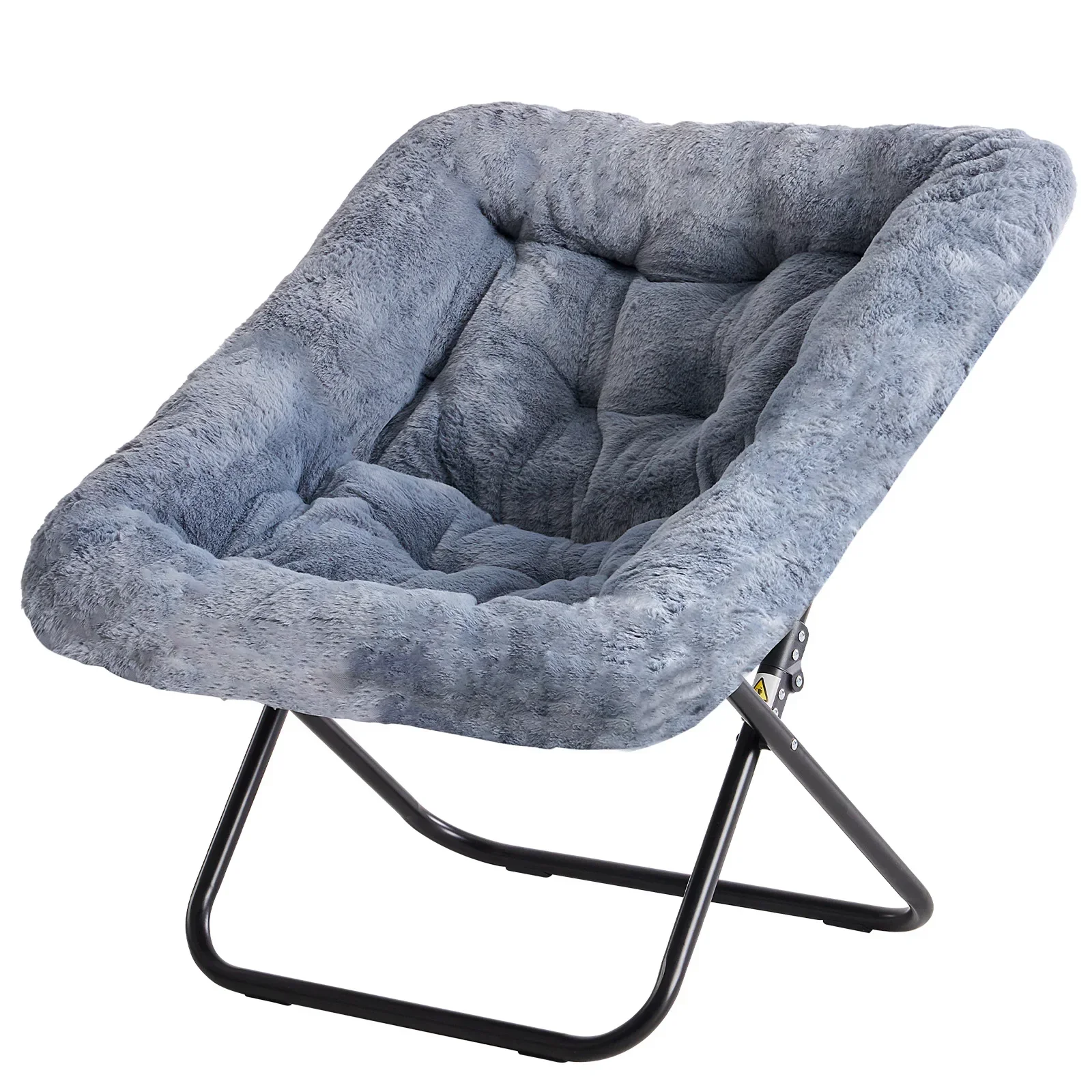 Faux Fur Saucer Chair Folding Lounge Chair Padded Cozy Reading Chair 28 Inch - Image 7