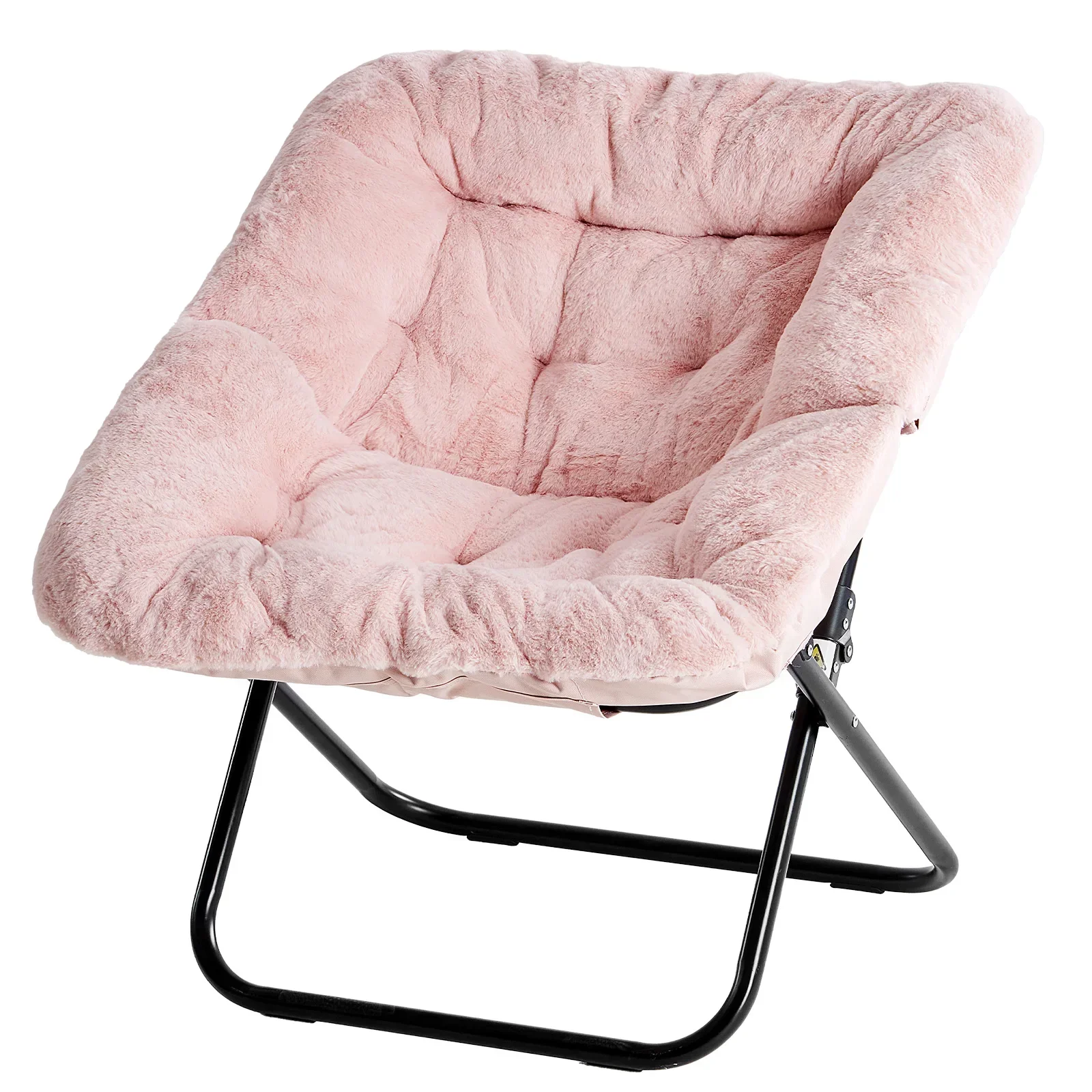 Faux Fur Saucer Chair Folding Lounge Chair Padded Cozy Reading Chair 28 Inch - Image 8