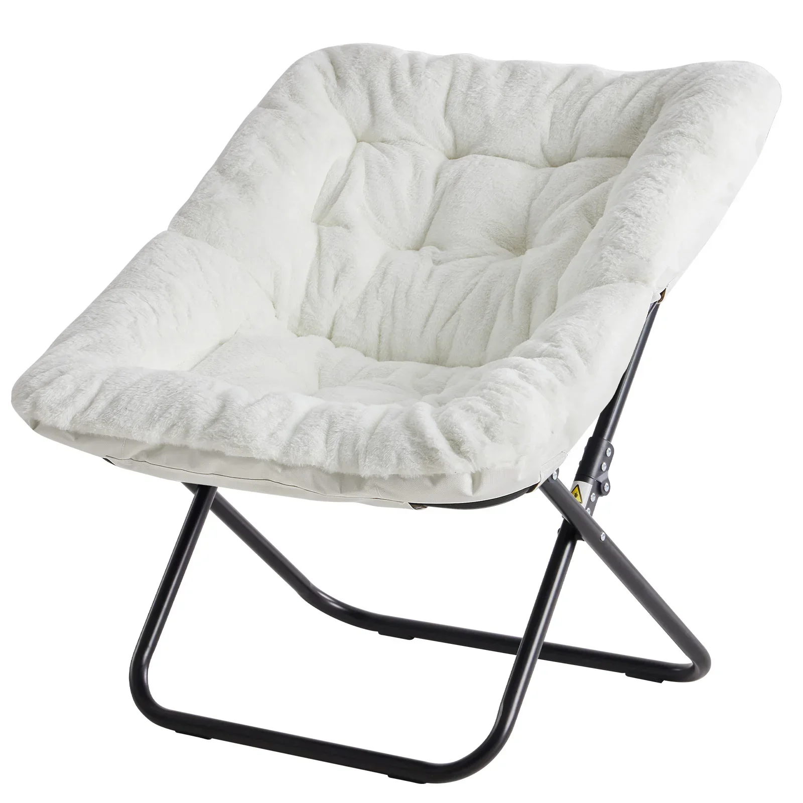 Faux Fur Saucer Chair Folding Lounge Chair Padded Cozy Reading Chair 28 Inch - Image 9