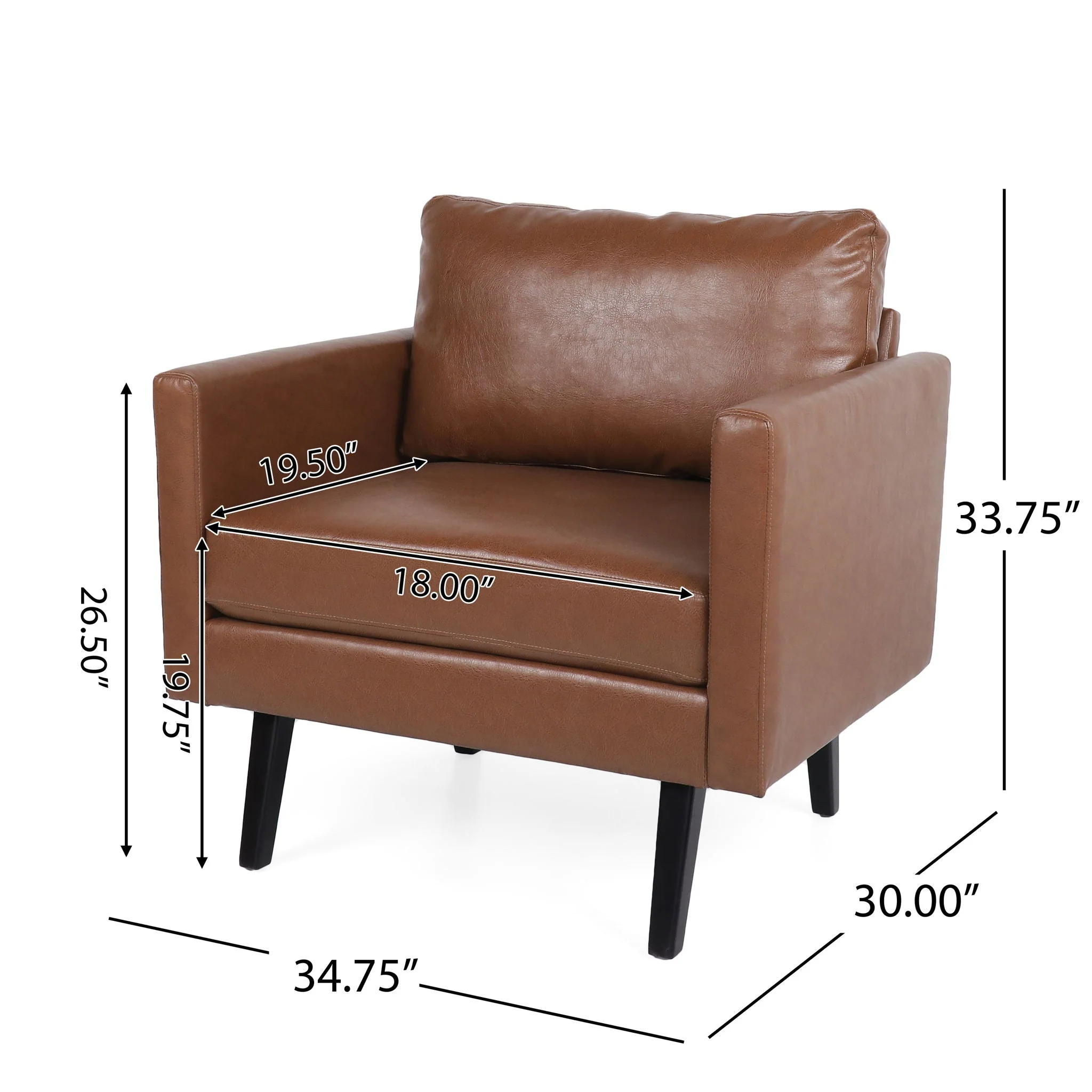 Faux Leather Club Chair With Birch Tapered Legs - Light Brown - Image 4