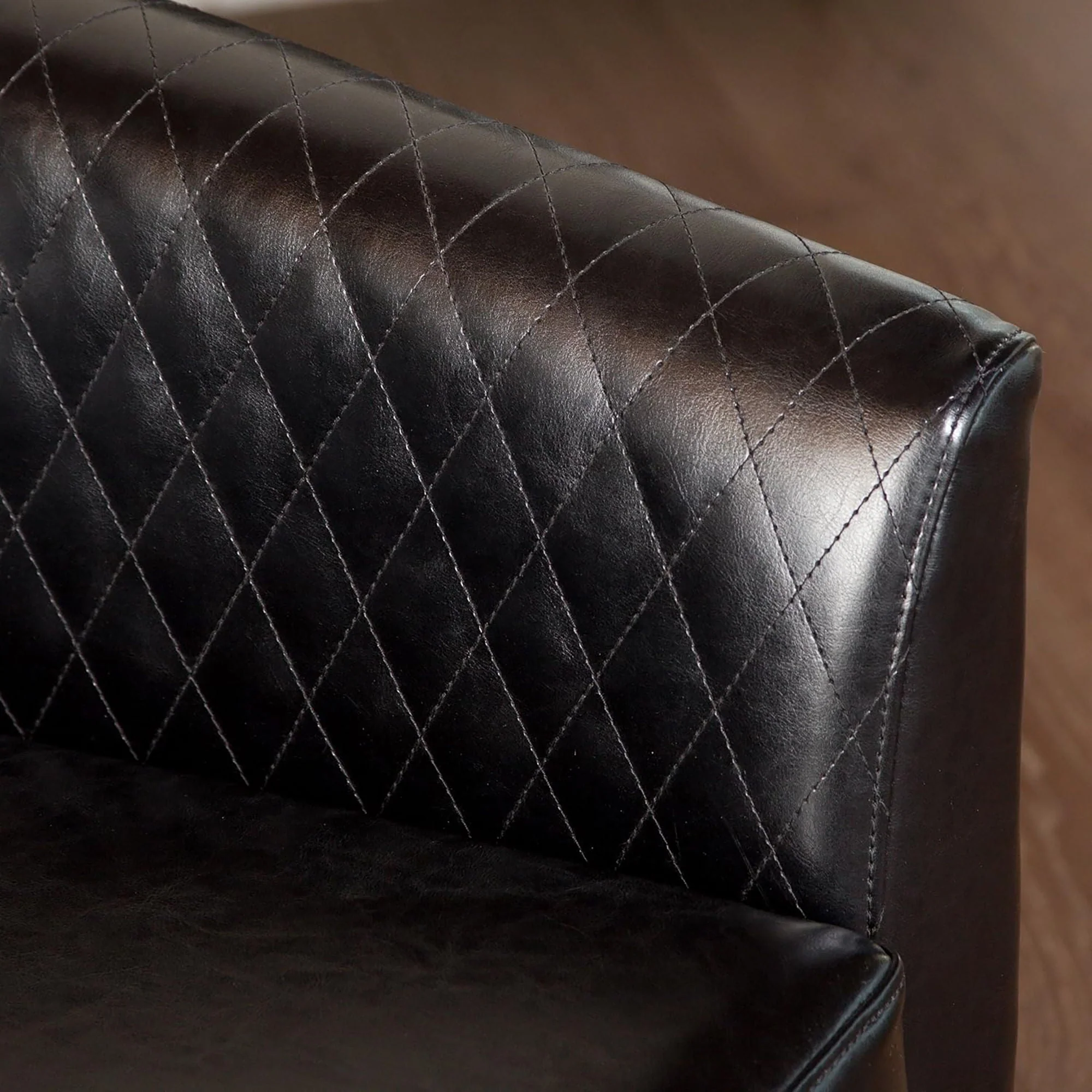 Faux Leather Club Chair With Nailhead Trim - Black - Image 2