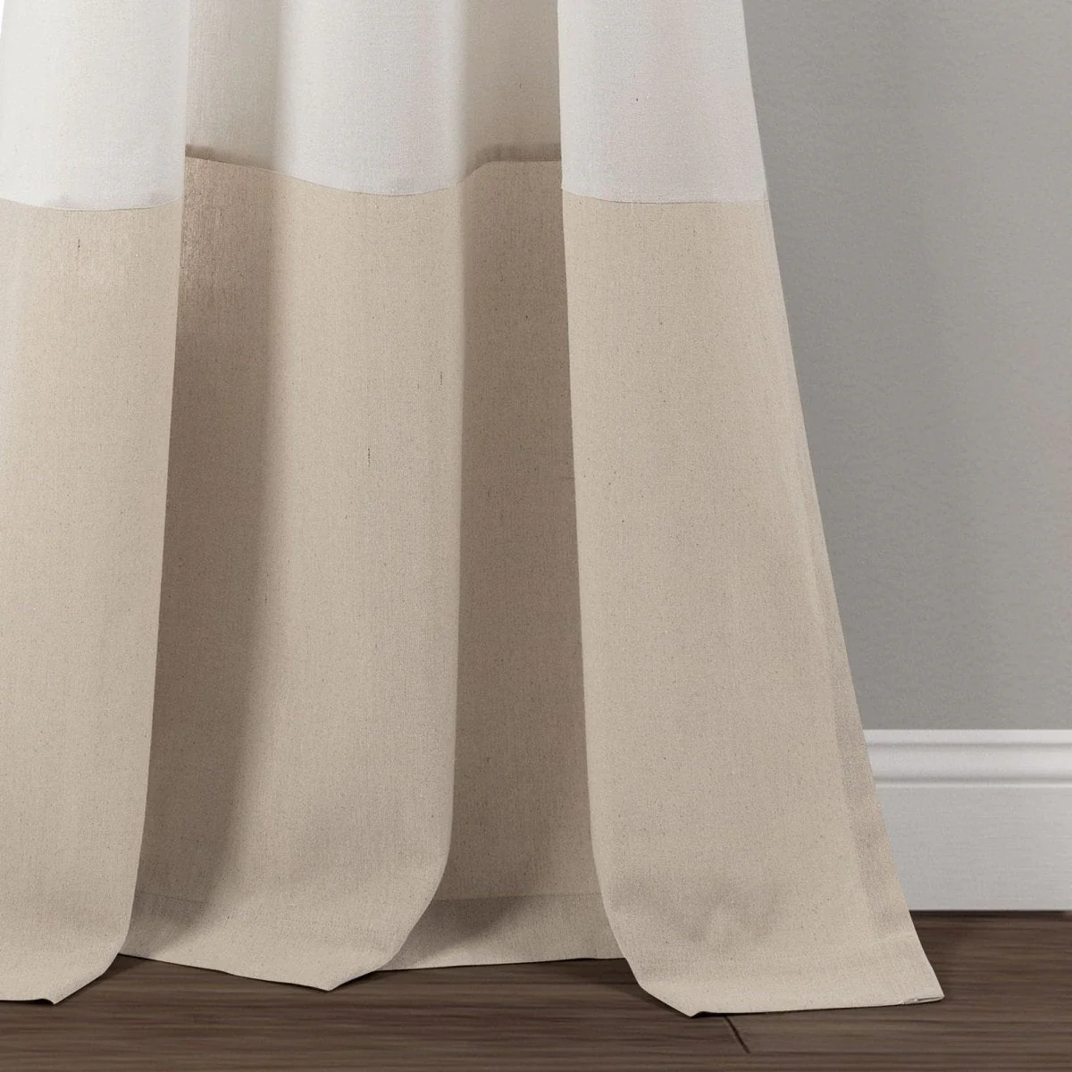 Faux Linen Grommet Color Block Window Curtain Panel - Image 10