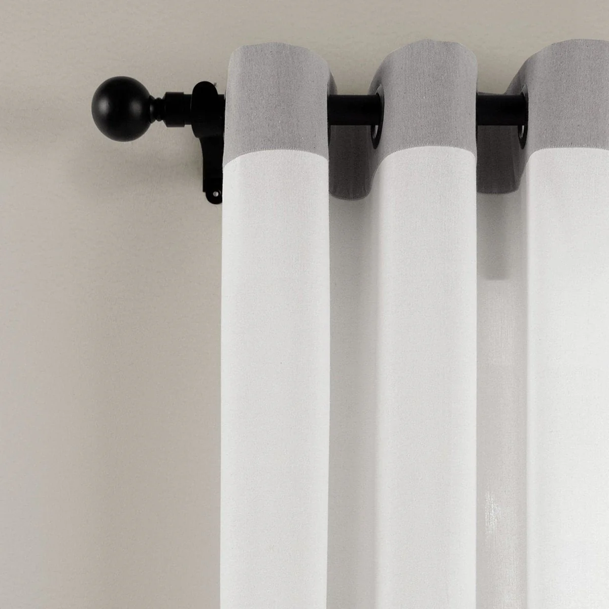 Faux Linen Grommet Color Block Window Curtain Panel - Image 2