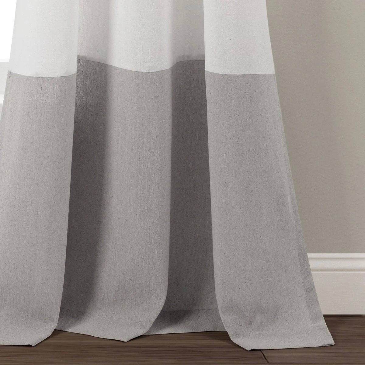 Faux Linen Grommet Color Block Window Curtain Panel - Image 4