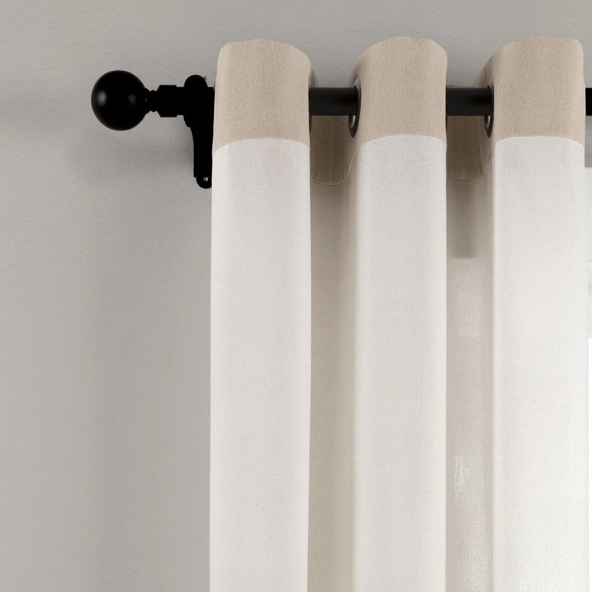 Faux Linen Grommet Color Block Window Curtain Panel - Image 8