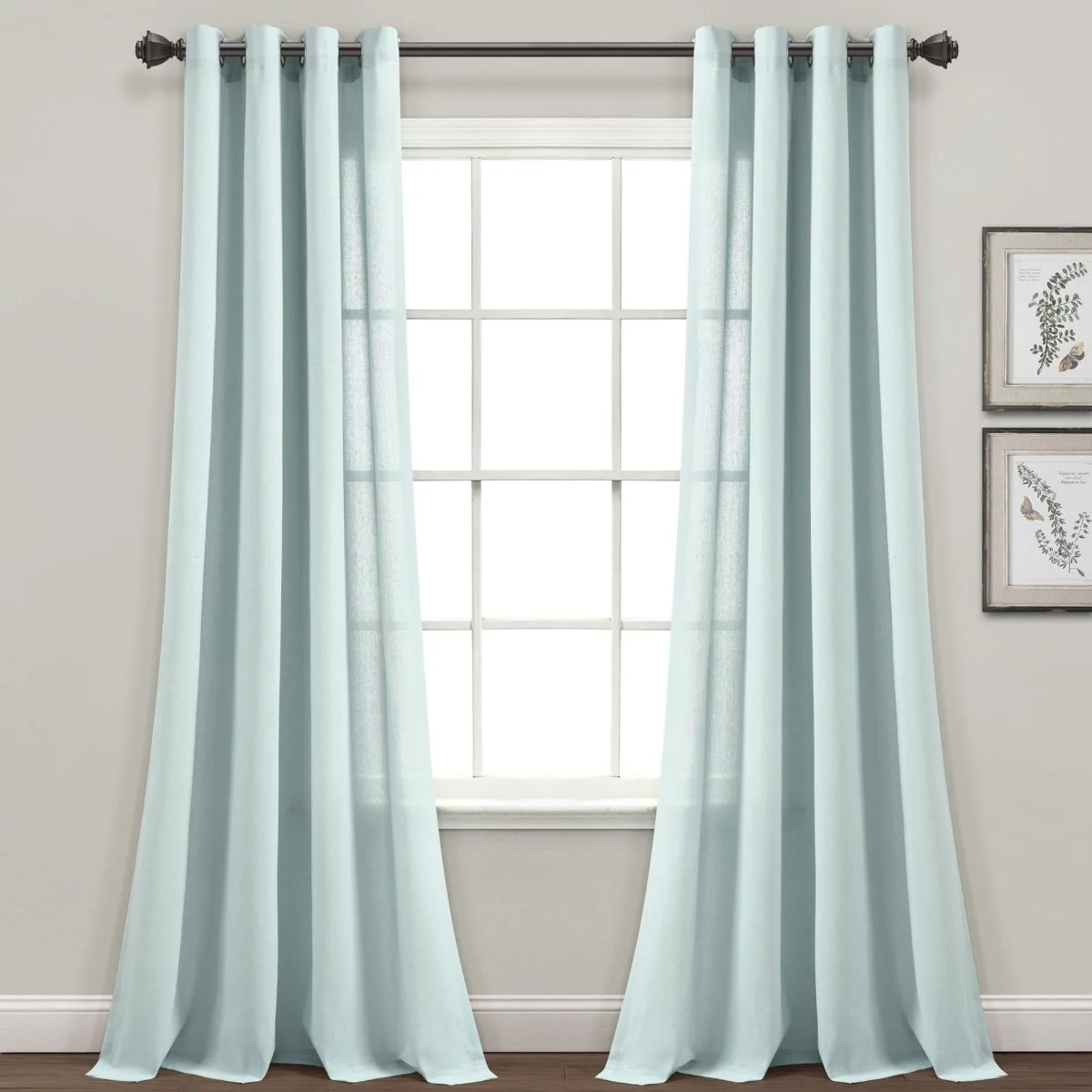 Faux Linen Grommet Window Curtain Panel Set - Image 2