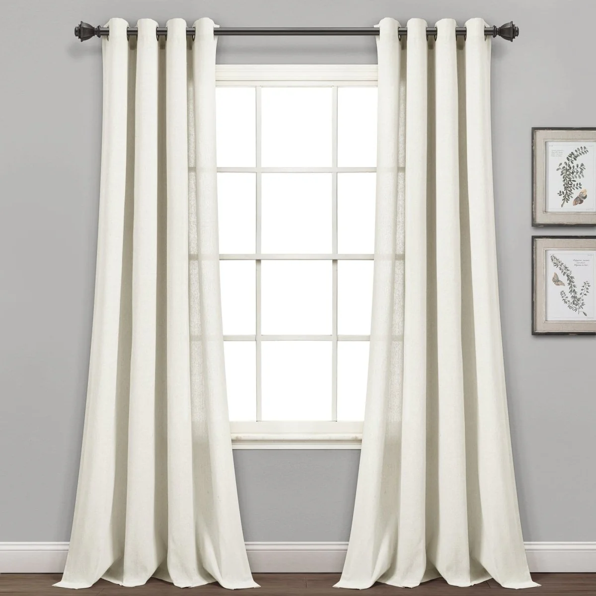 Faux Linen Grommet Window Curtain Panel Set - Image 4