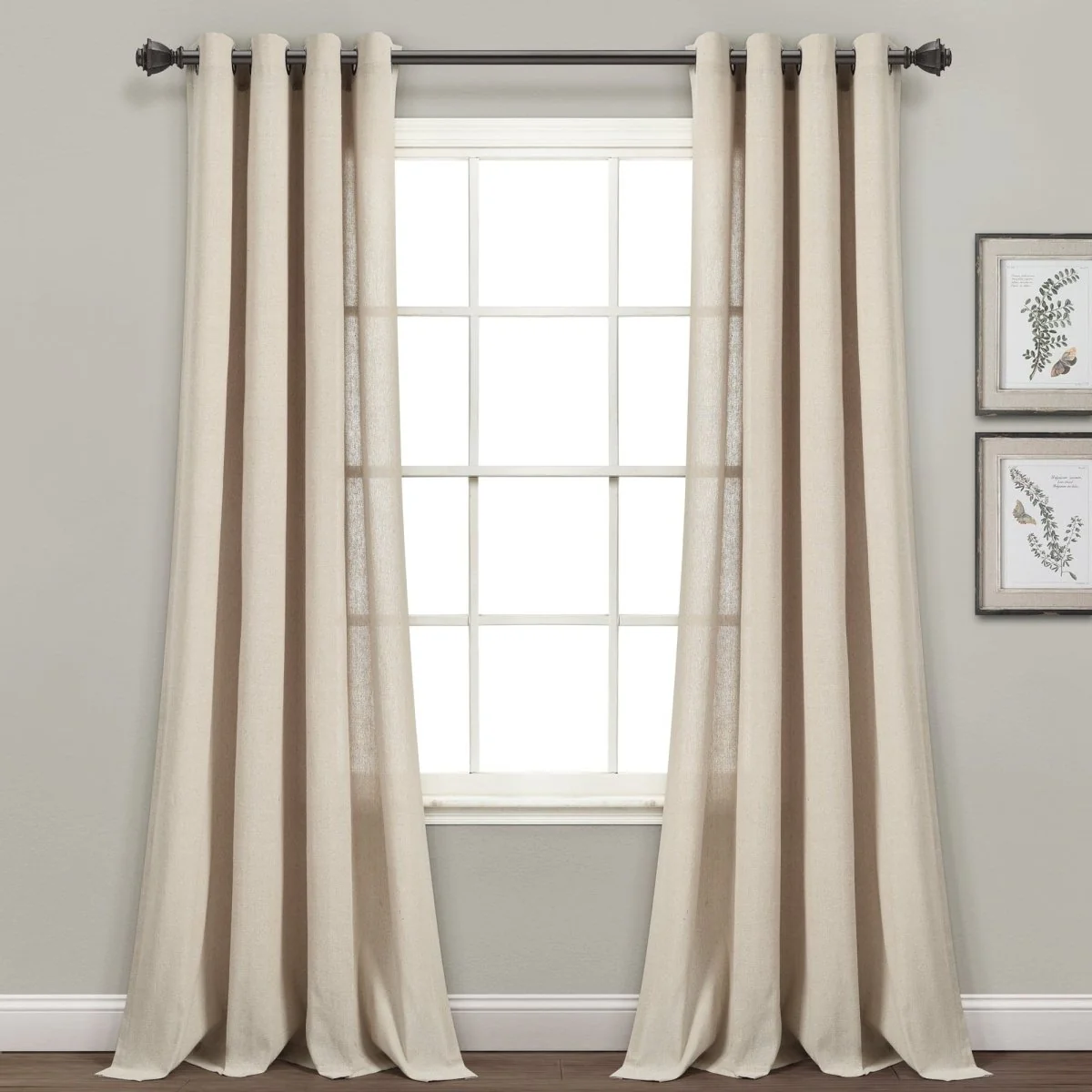 Faux Linen Grommet Window Curtain Panel Set - Image 5
