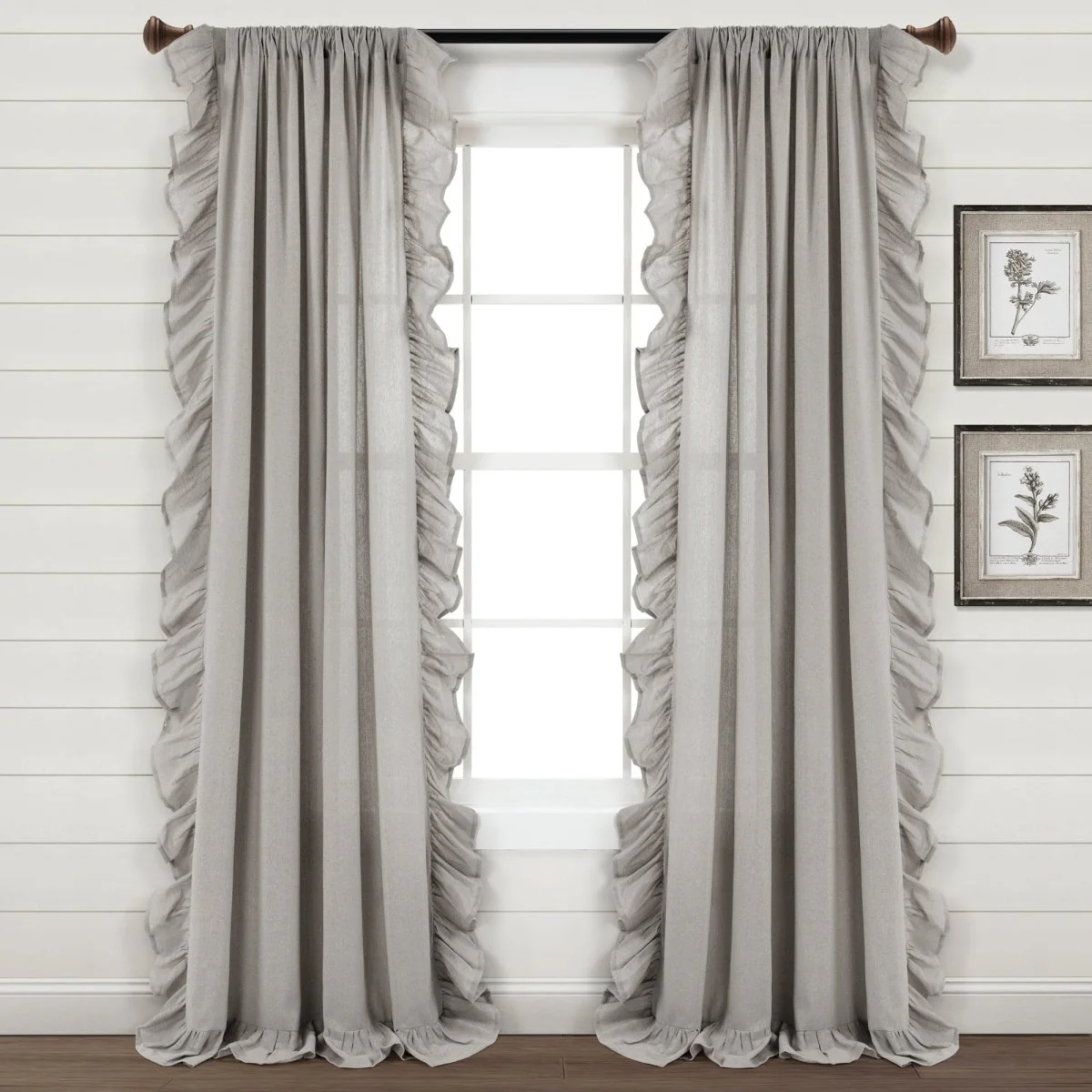 Faux Linen Ruffle Window Curtain Panel - Image 11