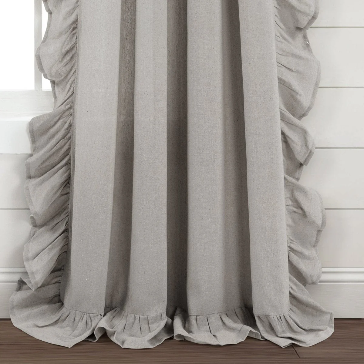 Faux Linen Ruffle Window Curtain Panel - Image 14