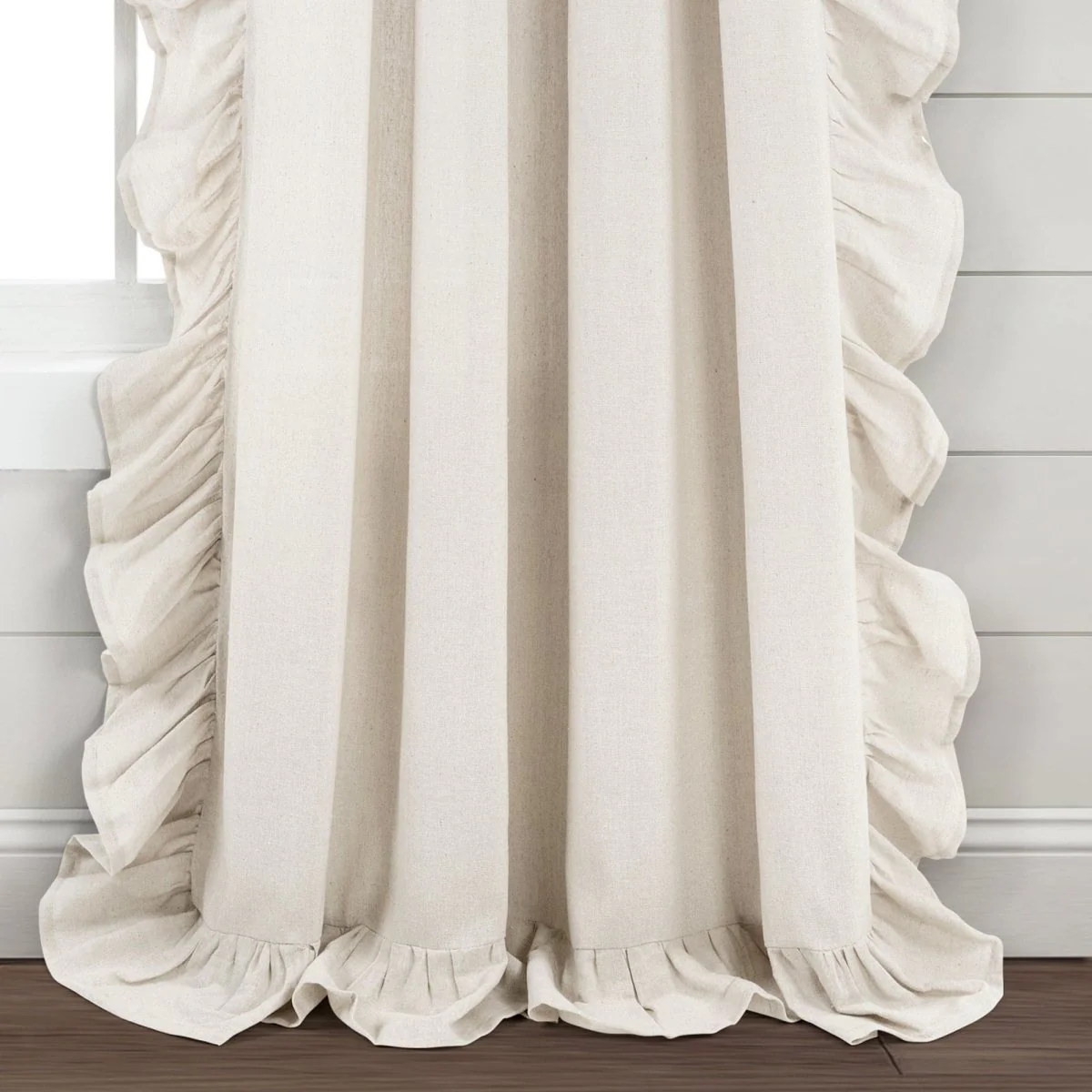Faux Linen Ruffle Window Curtain Panel - Image 5
