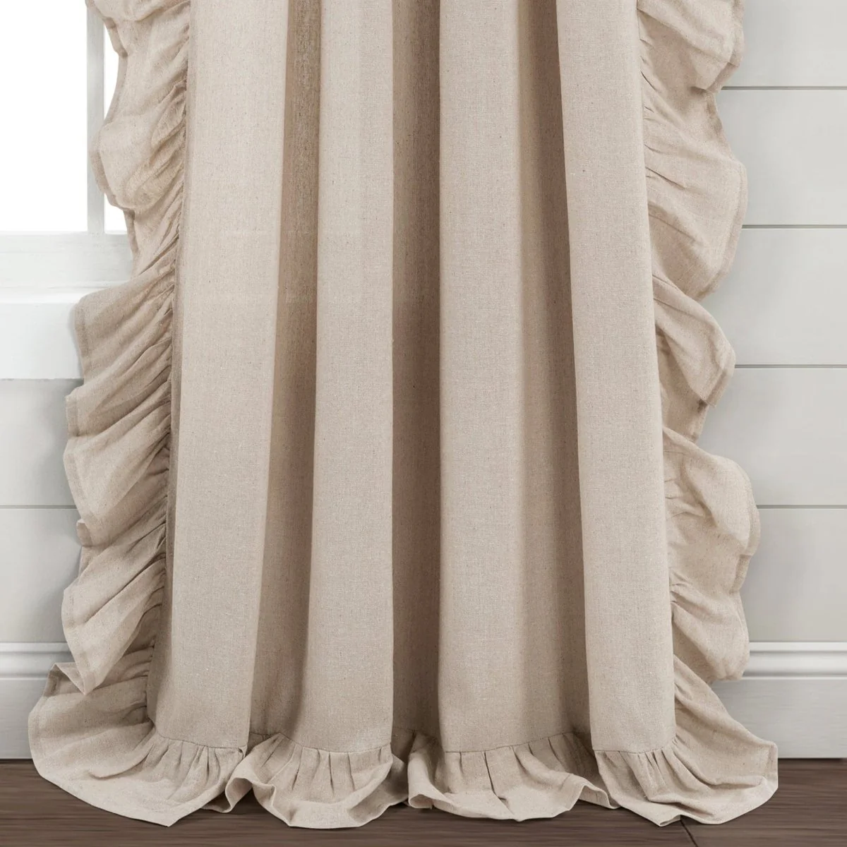 Faux Linen Ruffle Window Curtain Panel - Image 9