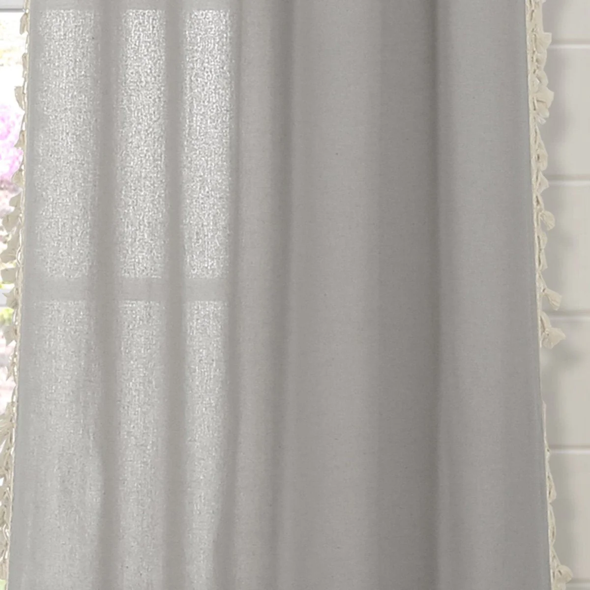 Faux Linen Tassel Window Curtain Panel - Image 4