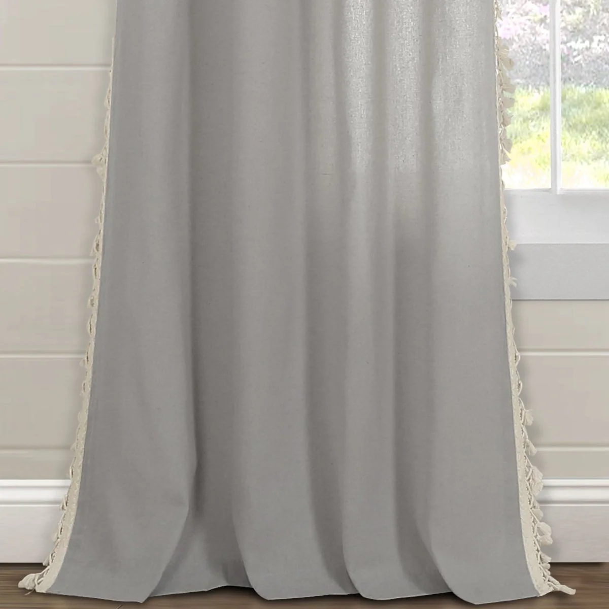 Faux Linen Tassel Window Curtain Panel - Image 5