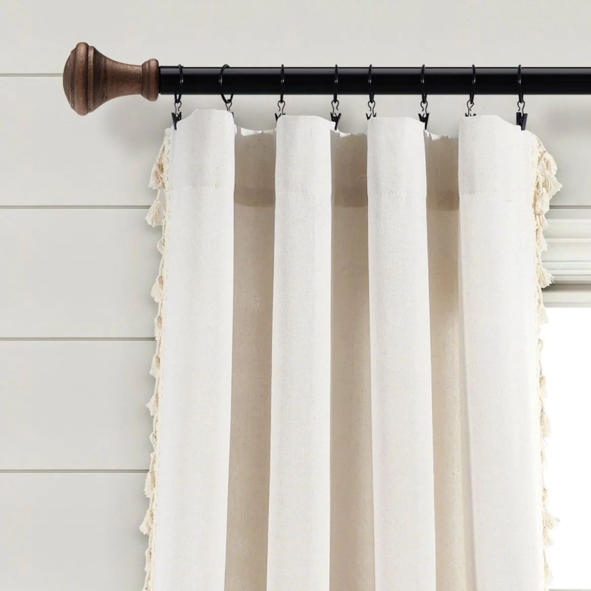 Faux Linen Tassel Window Curtain Panel - Image 8