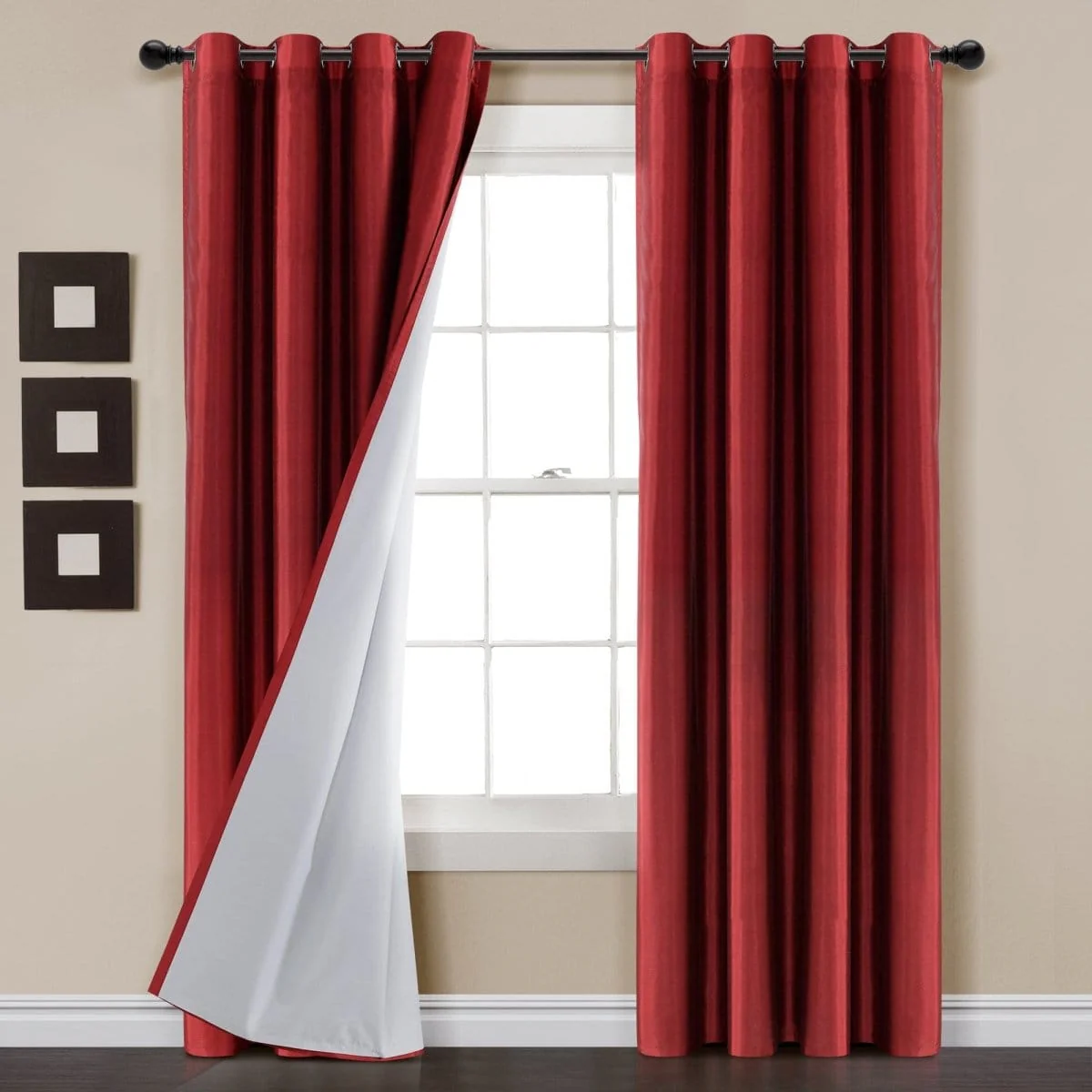 Faux Silk 100% Blackout Window Curtain Panel - Image 3