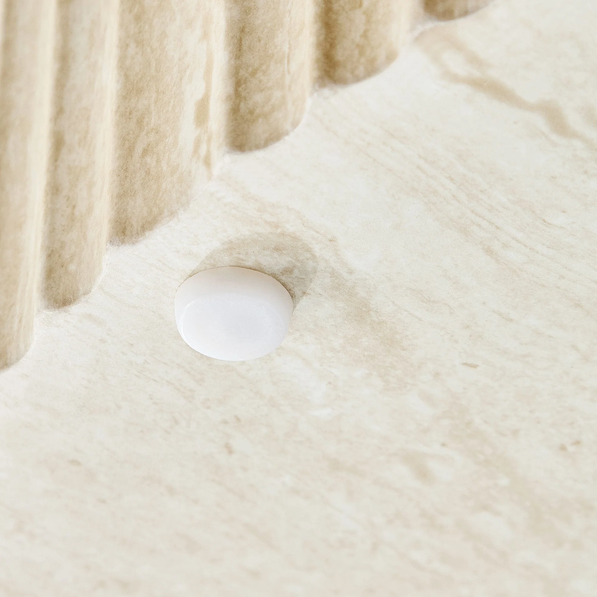 Faux Travertine Round Coffee Table with Eye-Catching Relief Design - Image 14