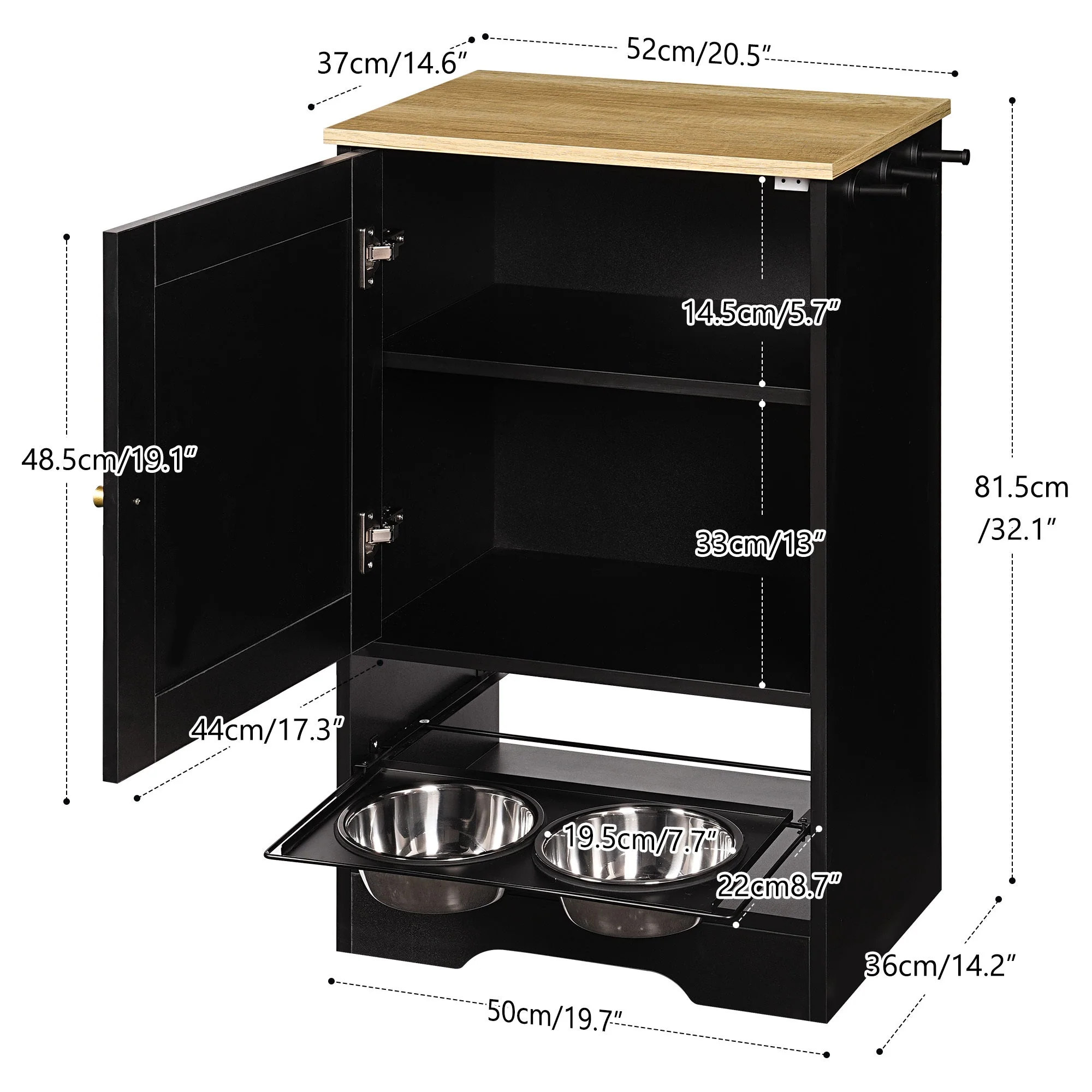 Feeding Station with 1 Storage Cabinet Black - Image 11