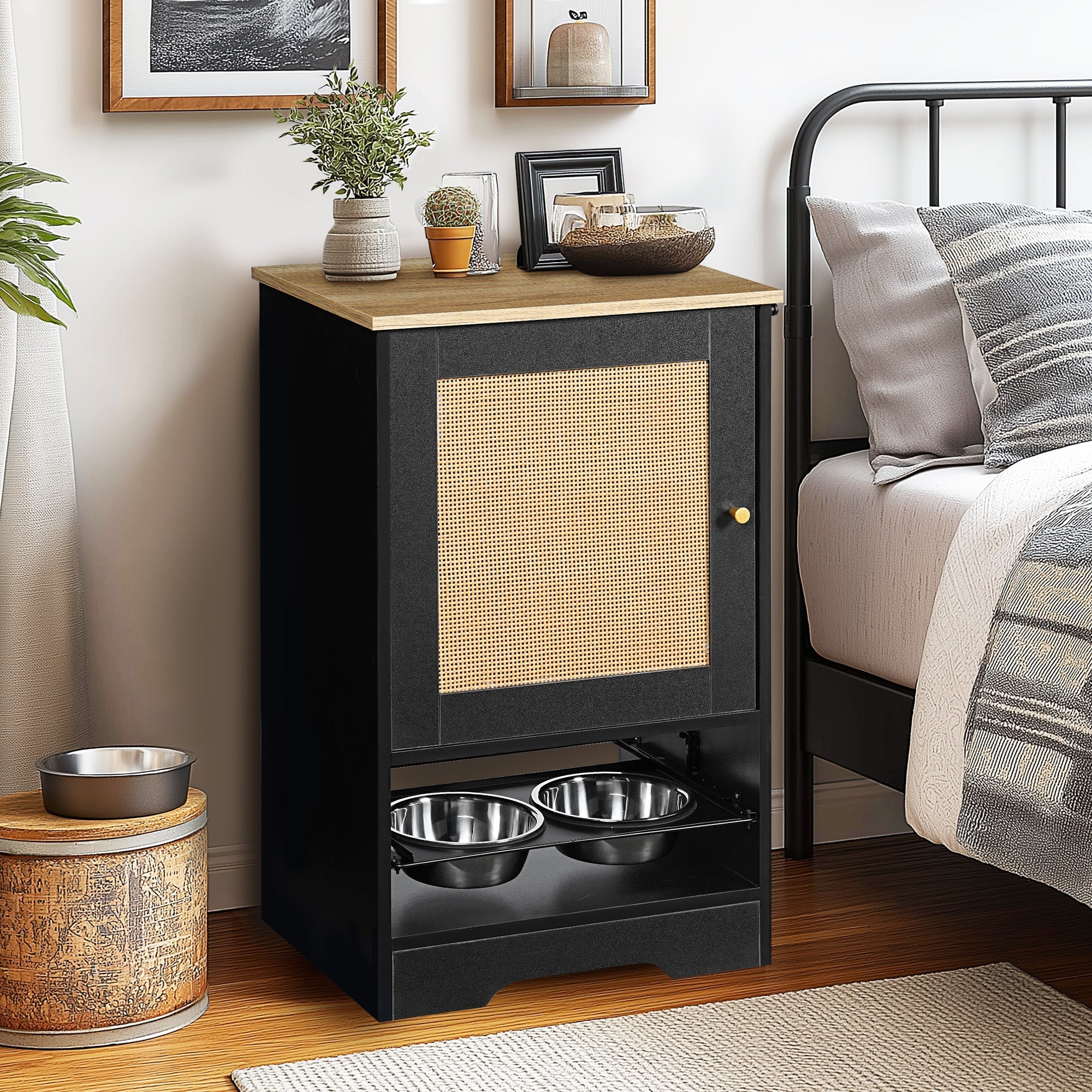 Feeding Station with 1 Storage Cabinet Black - Image 3