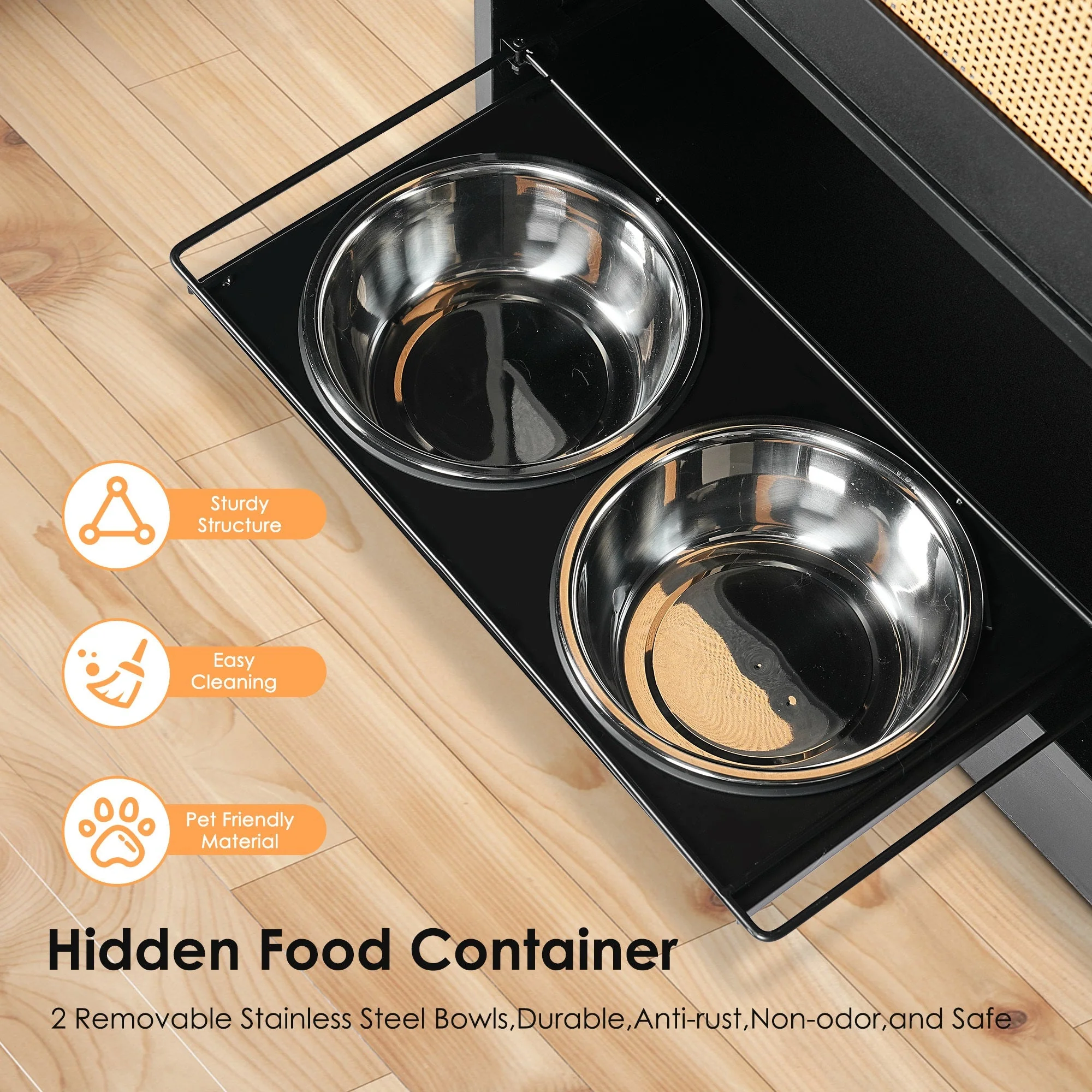 Feeding Station with 1 Storage Cabinet Black - Image 6