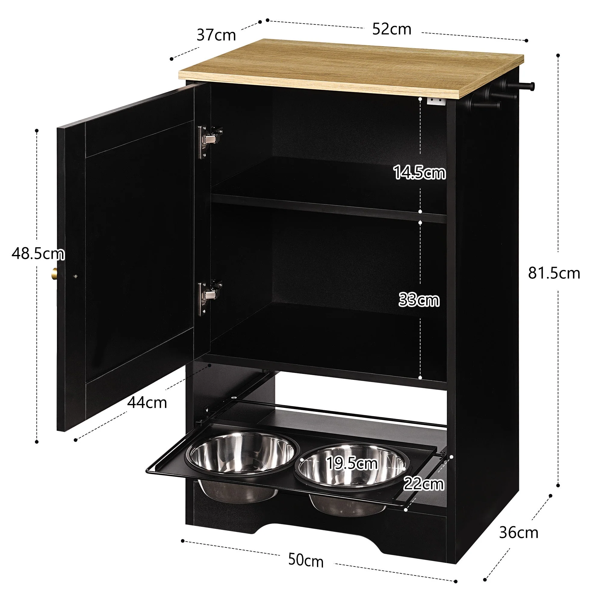 Feeding Station with 1 Storage Cabinet Black - Image 9