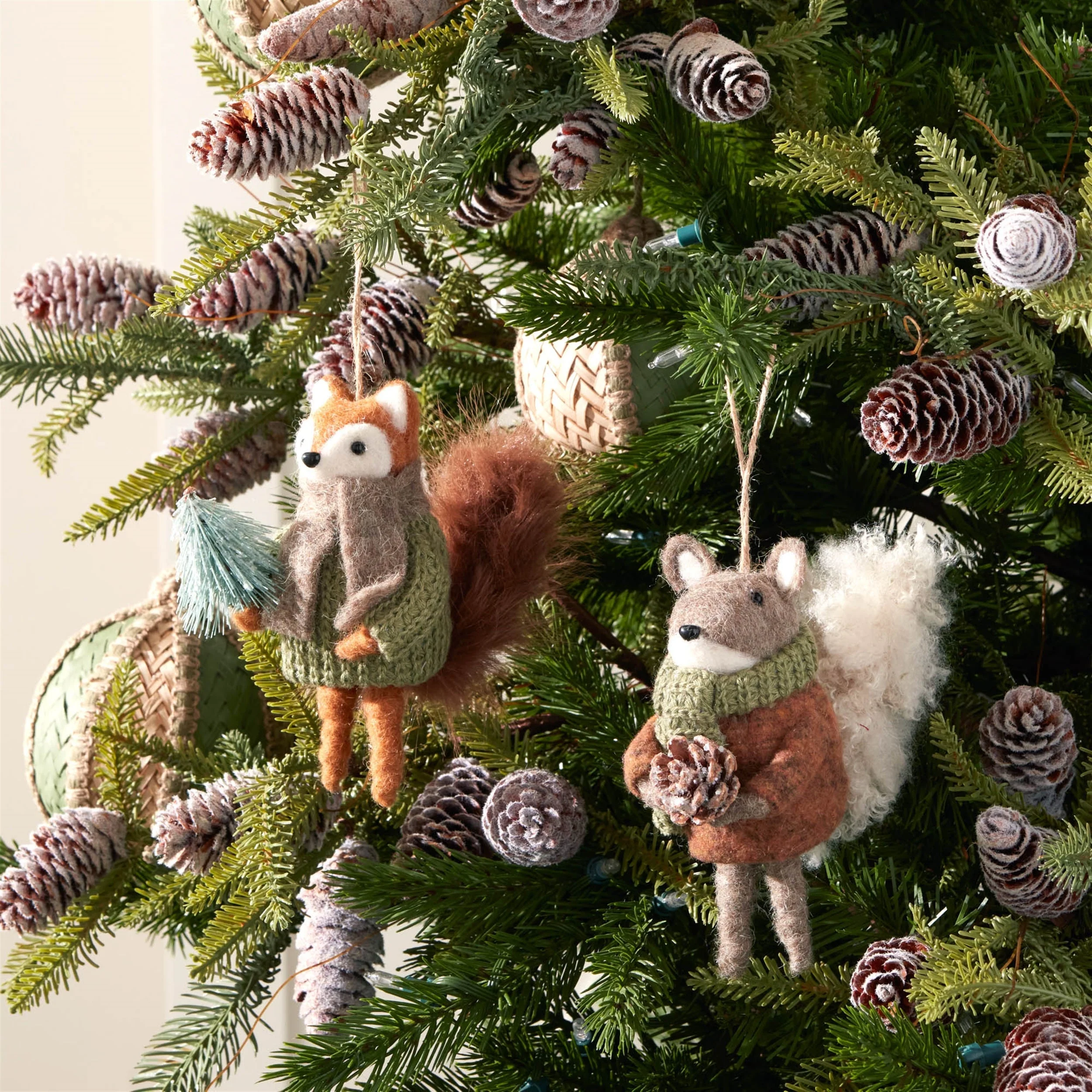 Felt Squirrel and Fox Ornament (Set of 12) - Image 2