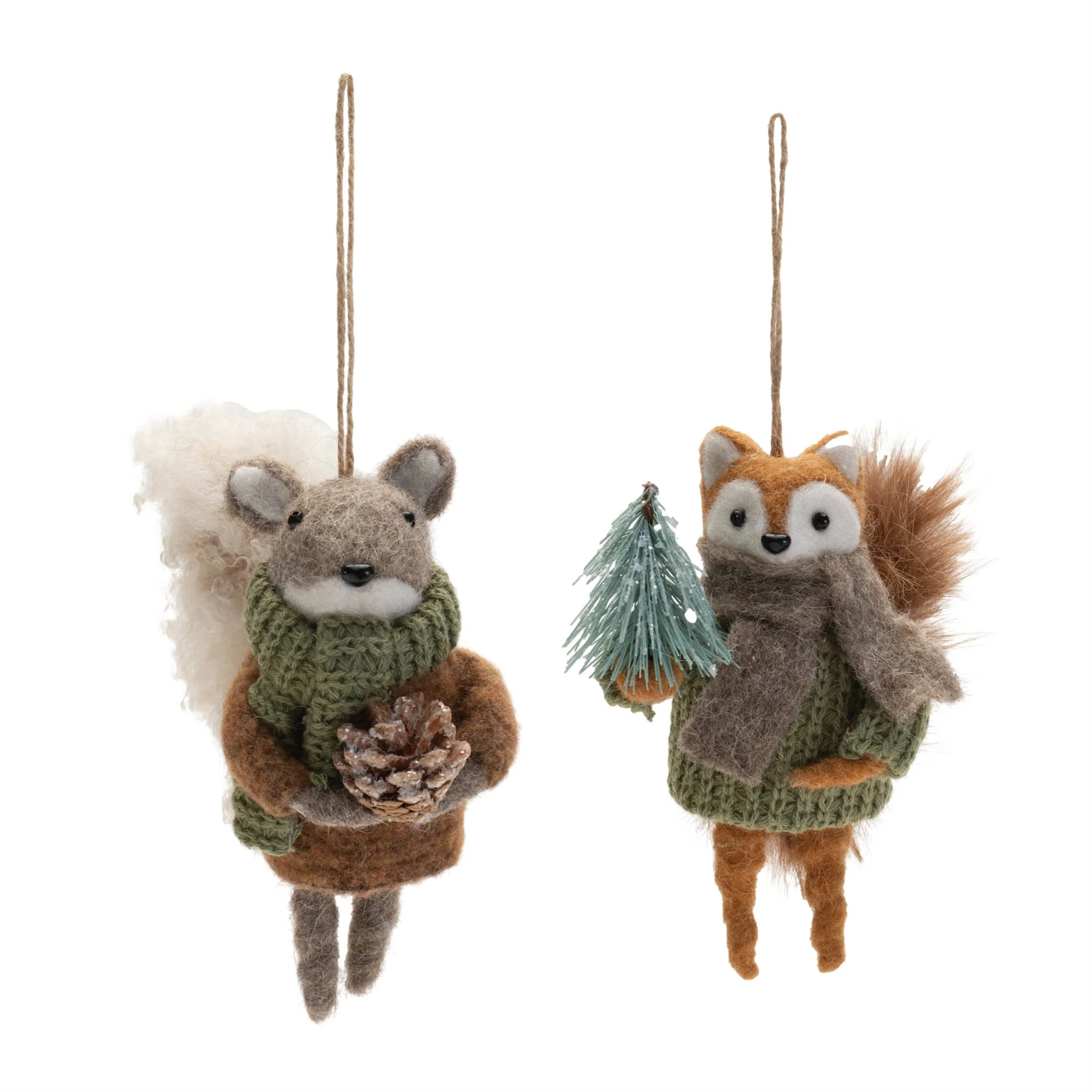 Felt Squirrel and Fox Ornament (Set of 12) - Image 3