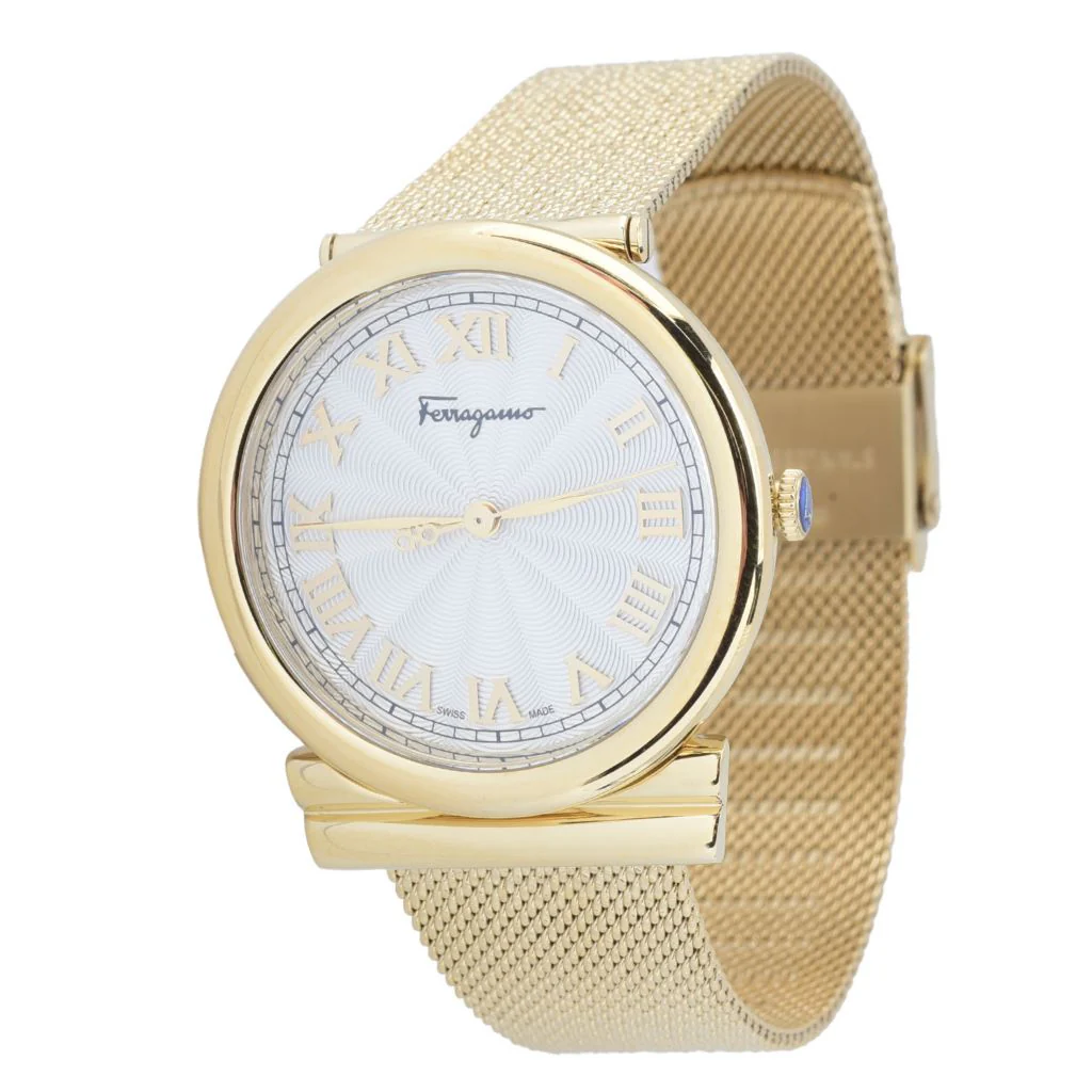 Ferragamo Women's Gancini Swiss Made Quartz Mesh Bracelet Watch