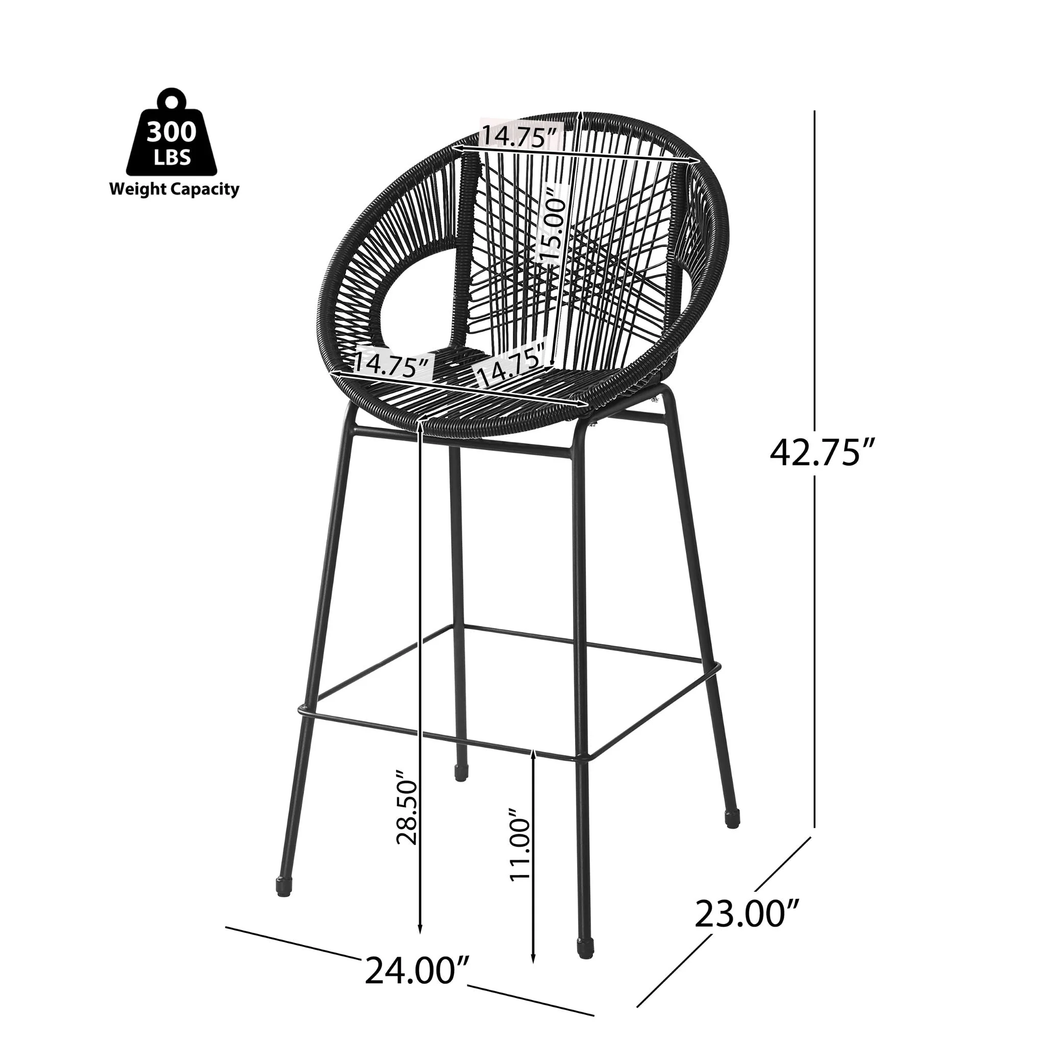 Ferrara Outdoor Patio Barstool Set of 2 - Image 10