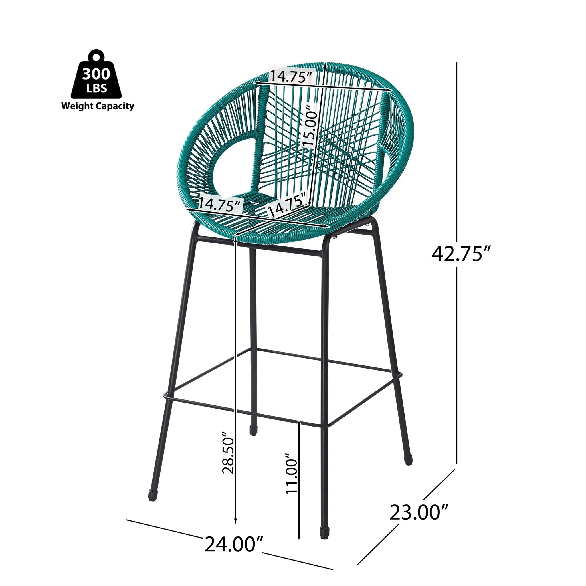 Ferrara Outdoor Patio Barstool Set of 2 - Image 11