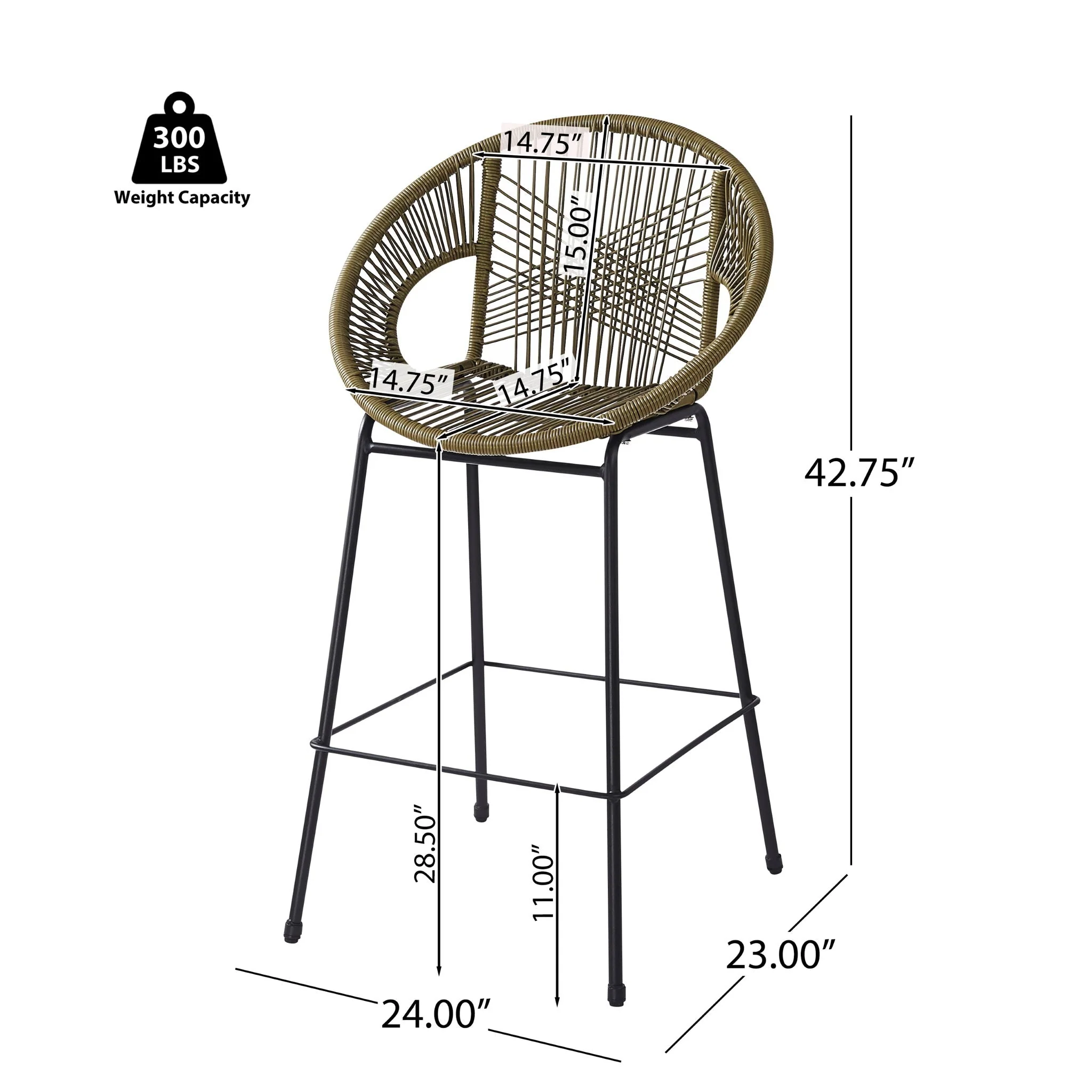 Ferrara Outdoor Patio Barstool Set of 2 - Image 9