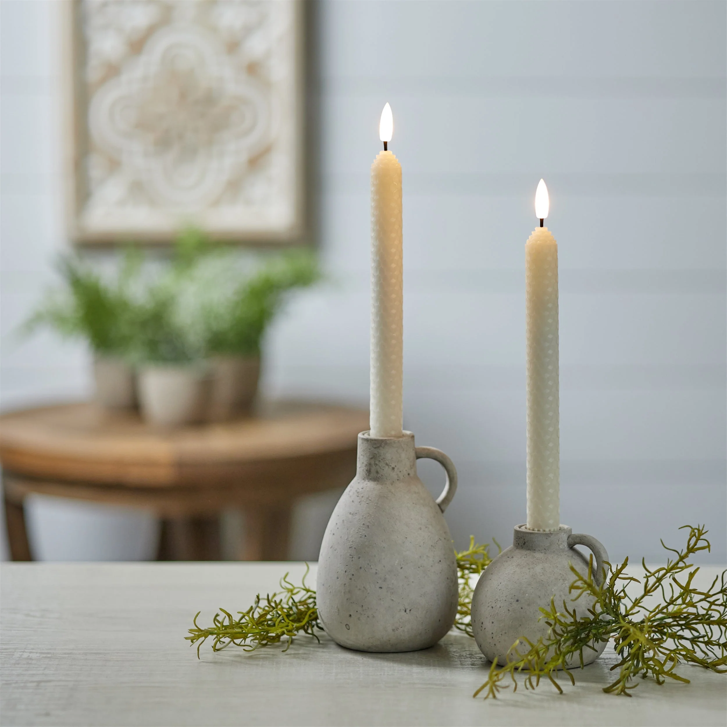 FIA Wick Beige Textured Taper Candle (Set of 2) - Image 2